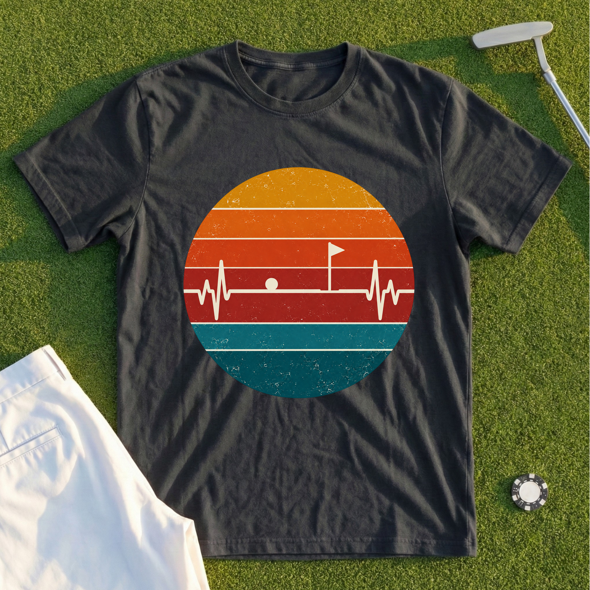 Flag EKG Retro Sunset Tee