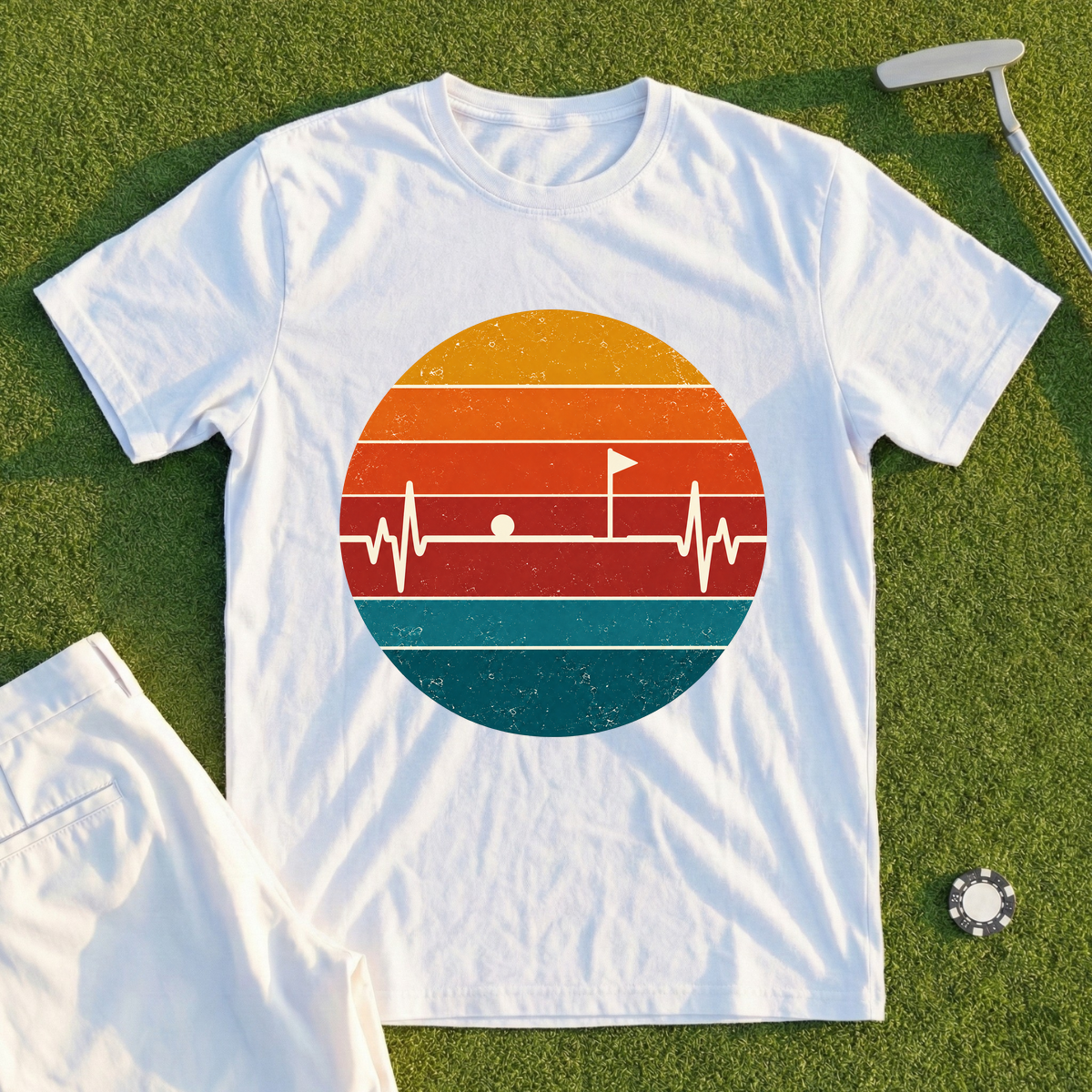 Flag EKG Retro Sunset Tee