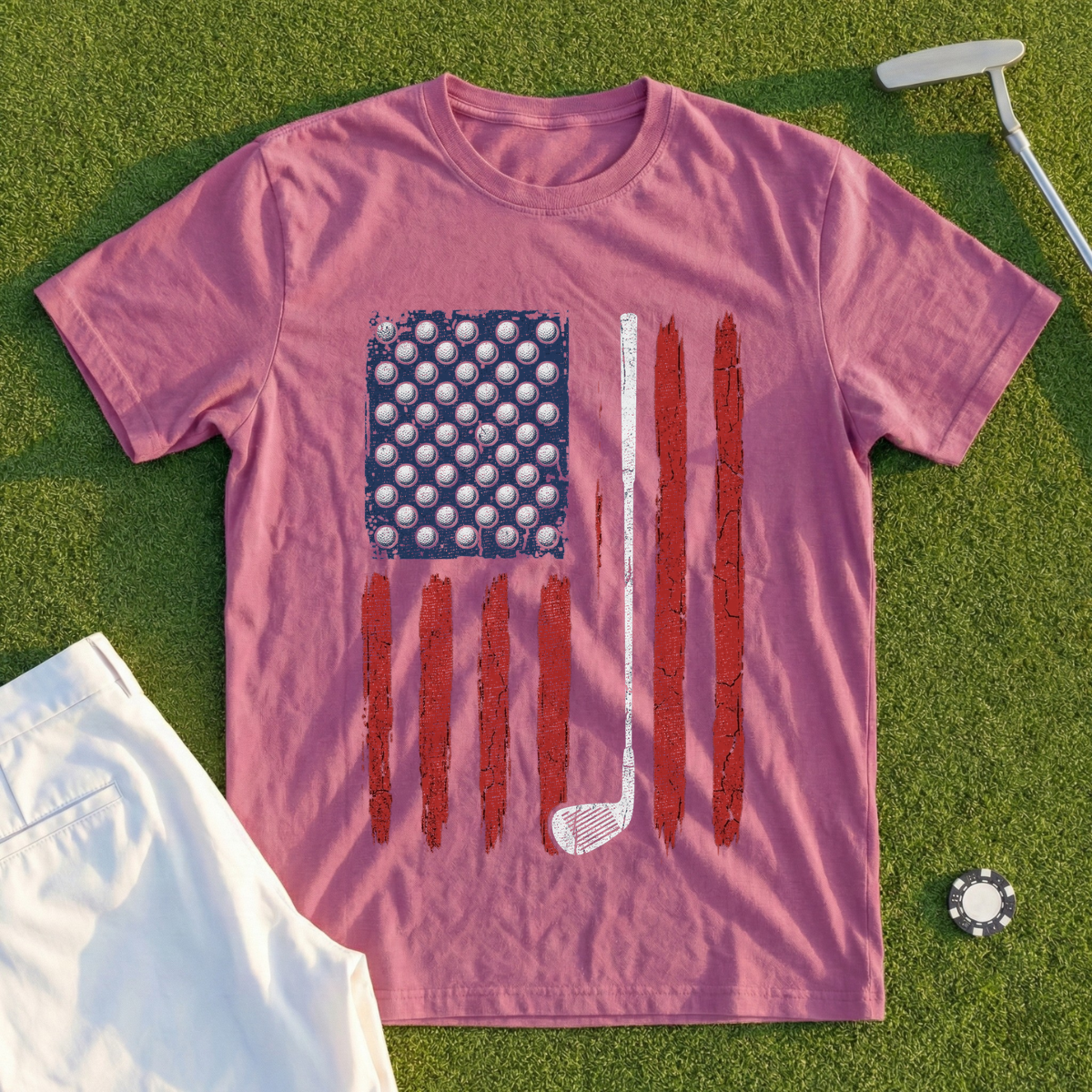 Golf Ball Stars Flag Tee