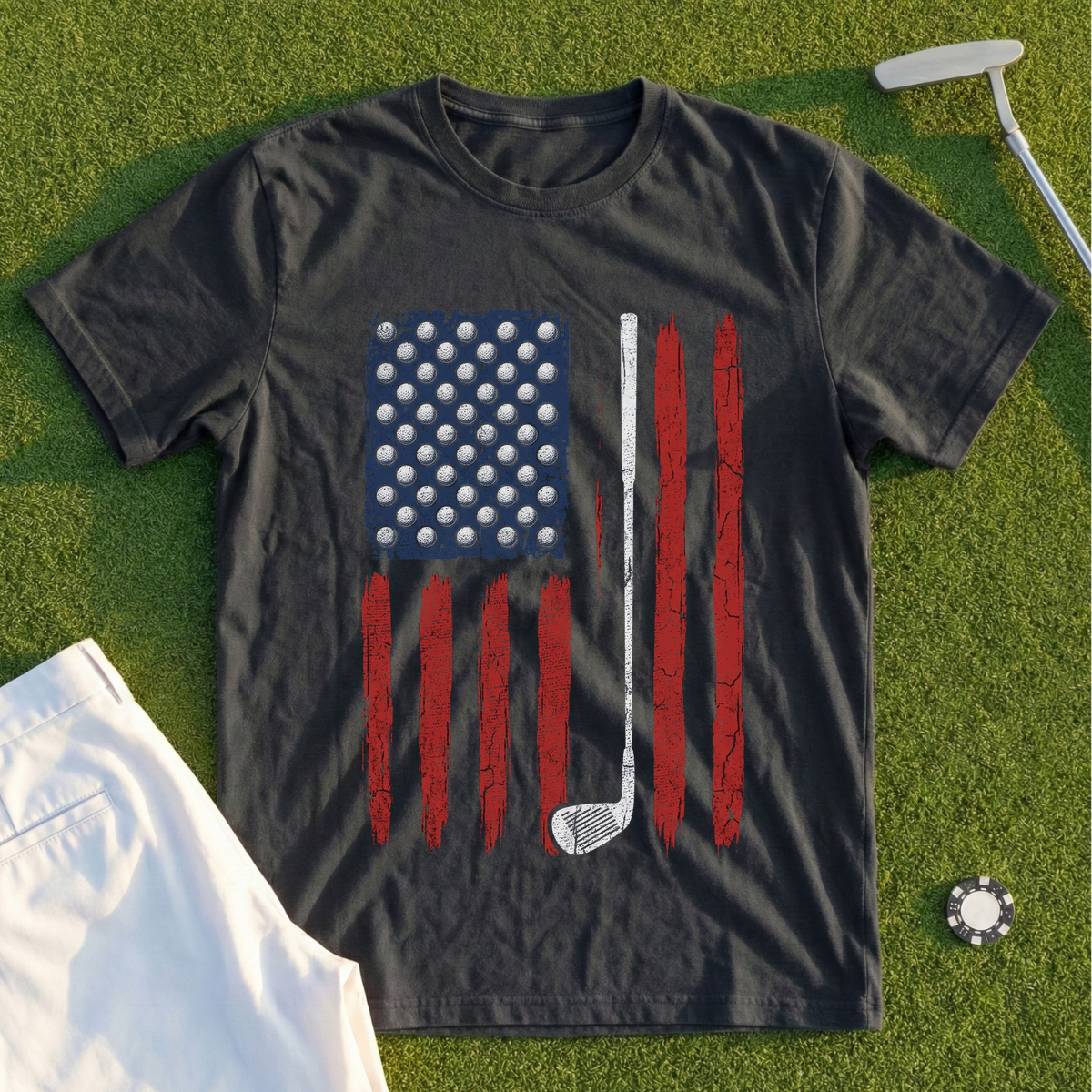 Golf Ball Stars Flag Tee