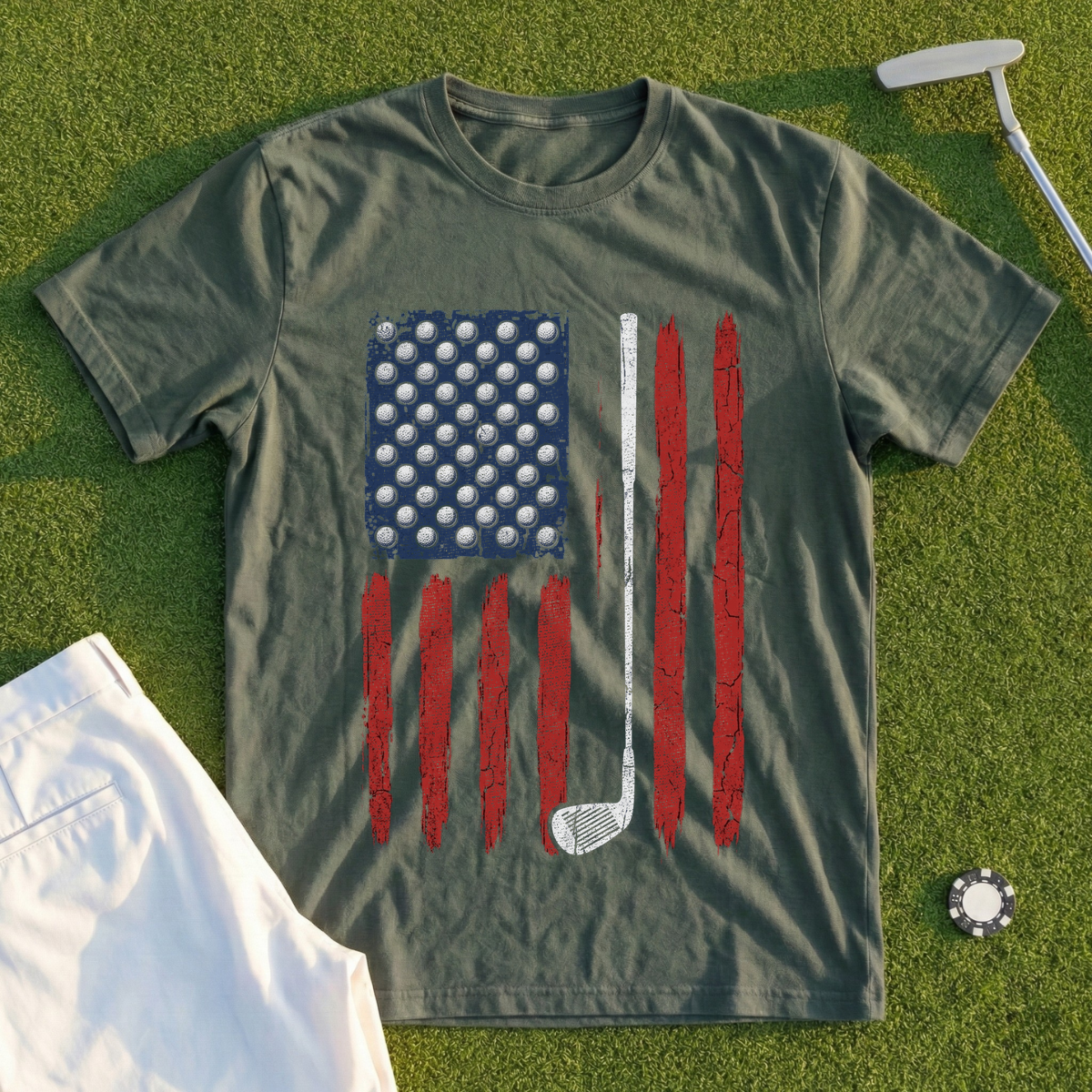 Golf Ball Stars Flag Tee