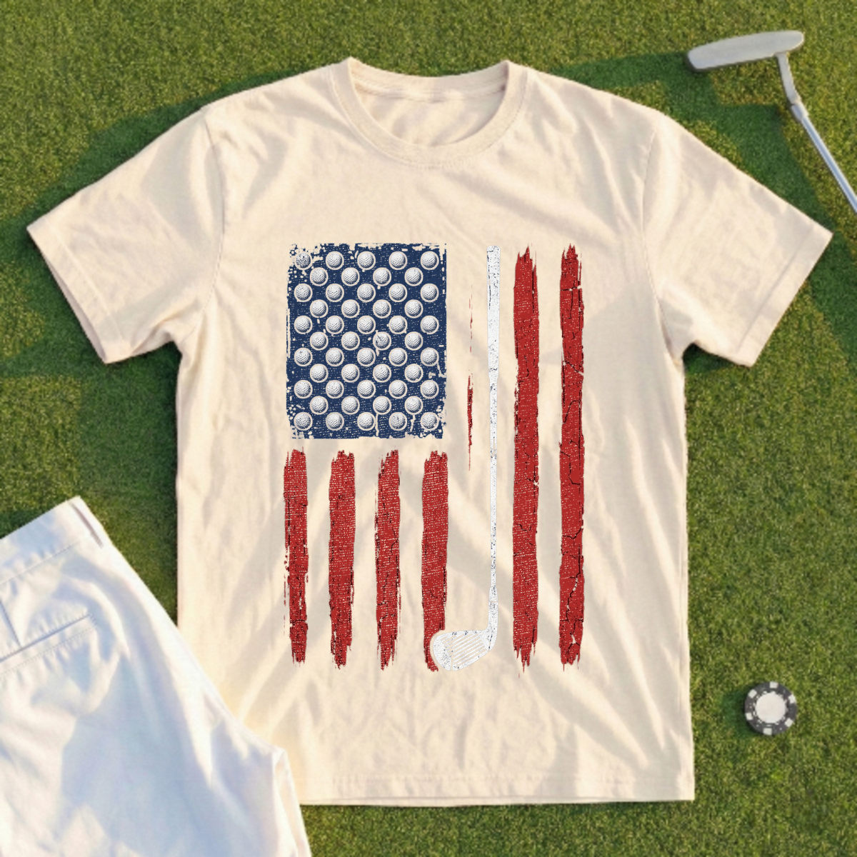 Golf Ball Stars Flag Tee
