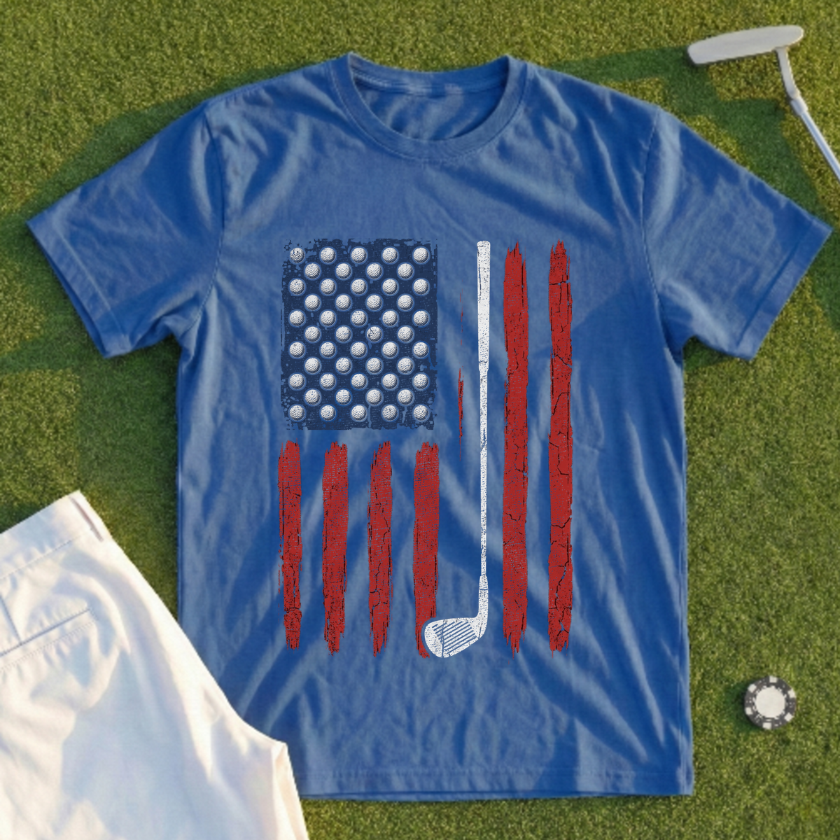 Golf Ball Stars Flag Tee