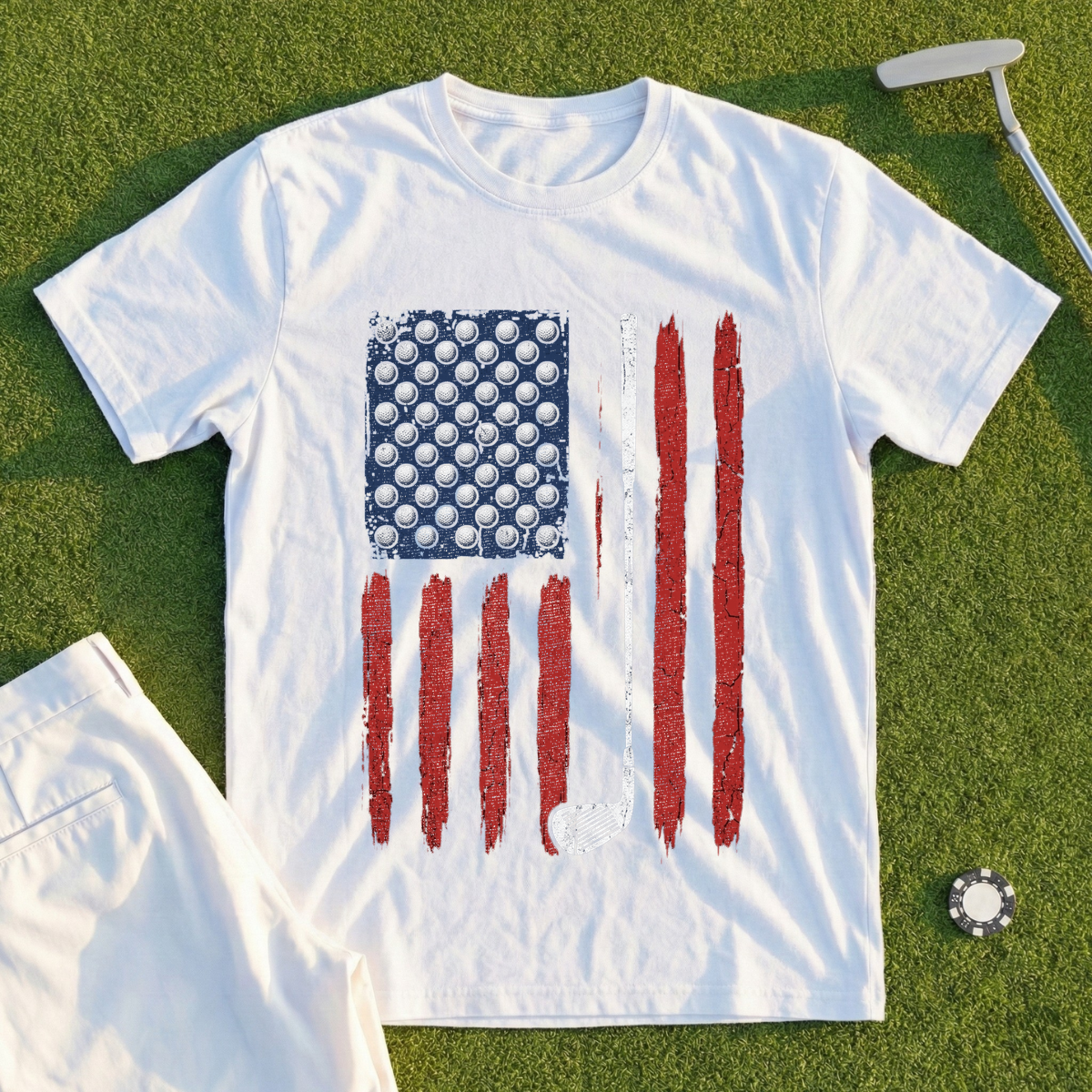 Golf Ball Stars Flag Tee