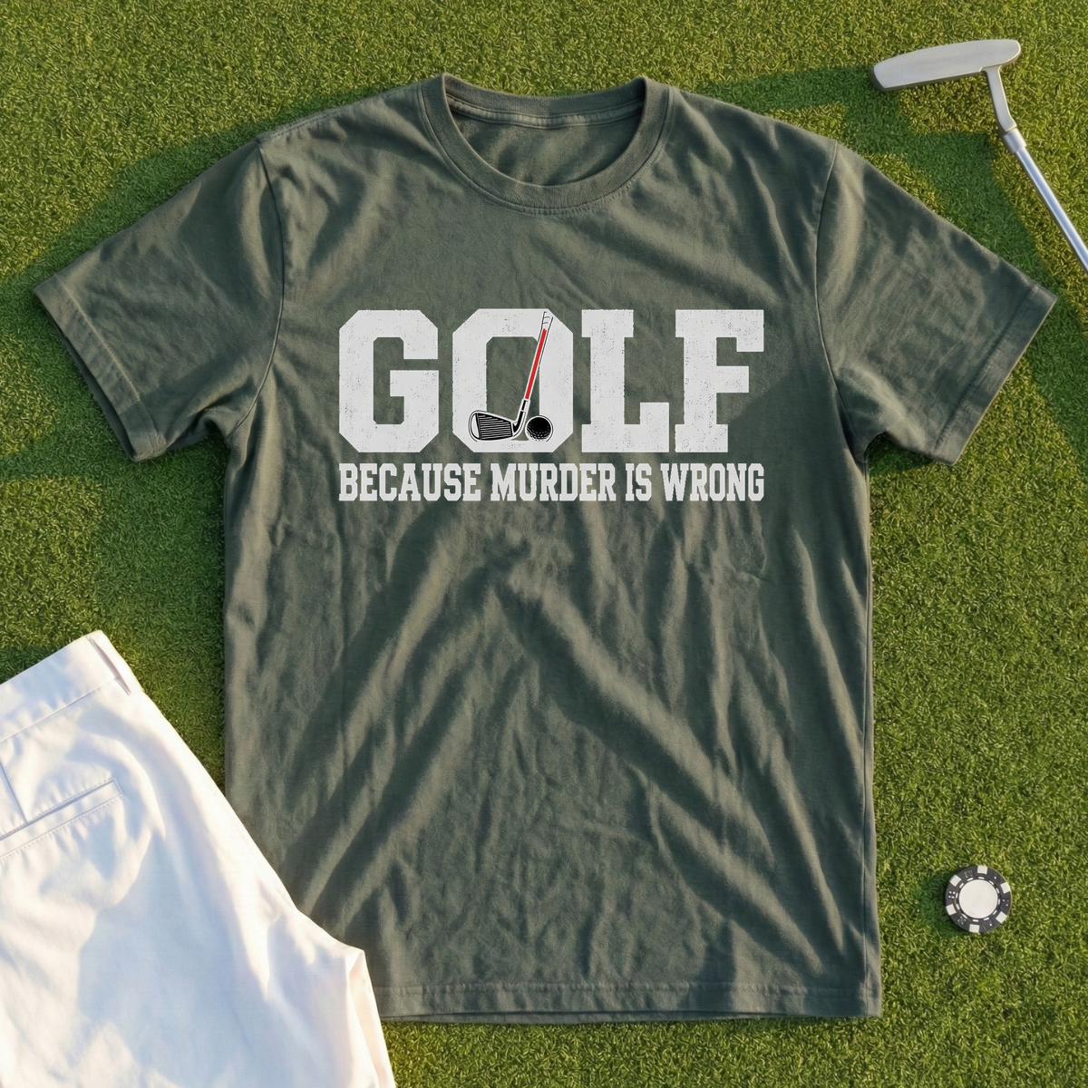 Golf Because Murder Is Wrong Varsity Tee