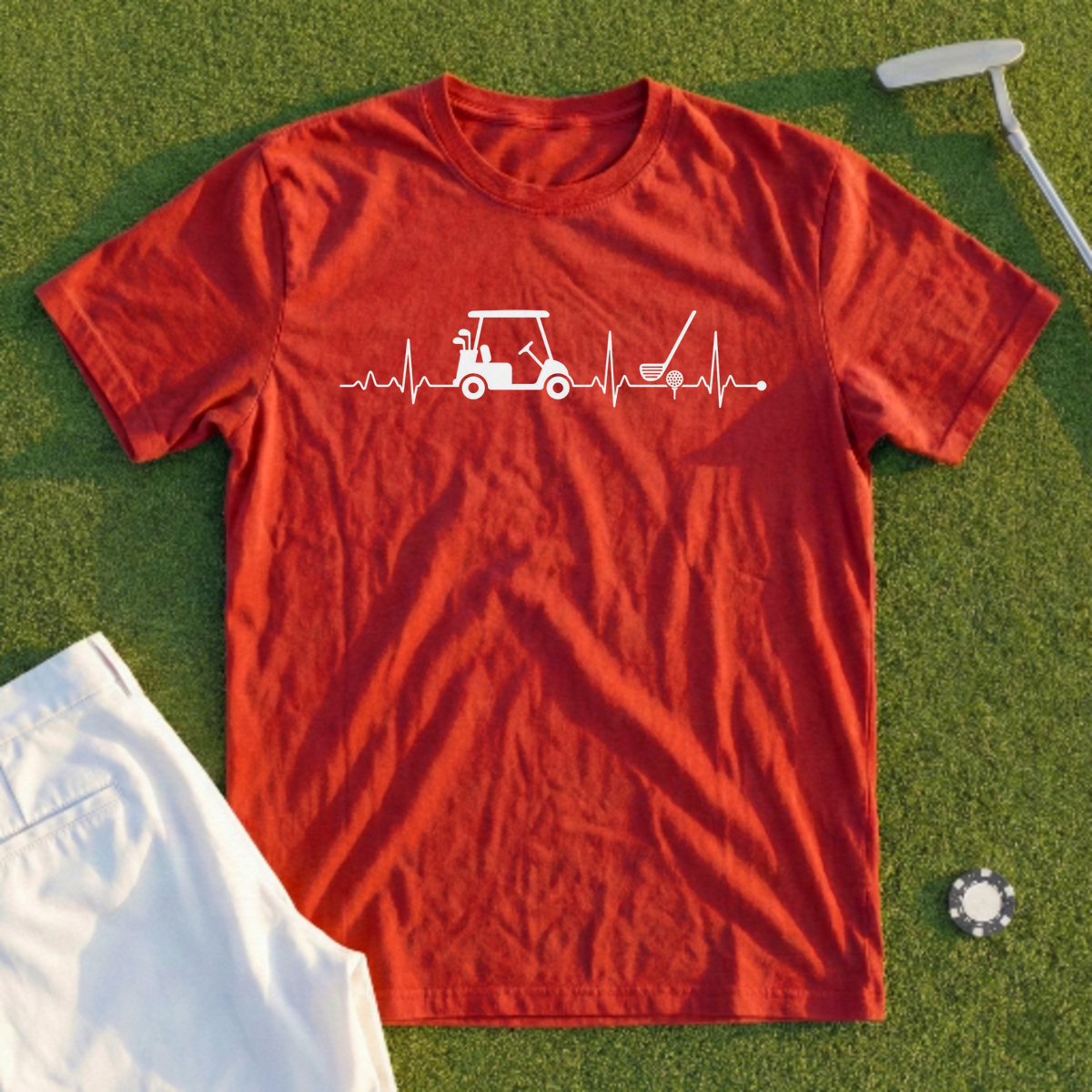 Golf Cart Heartbeat Tee