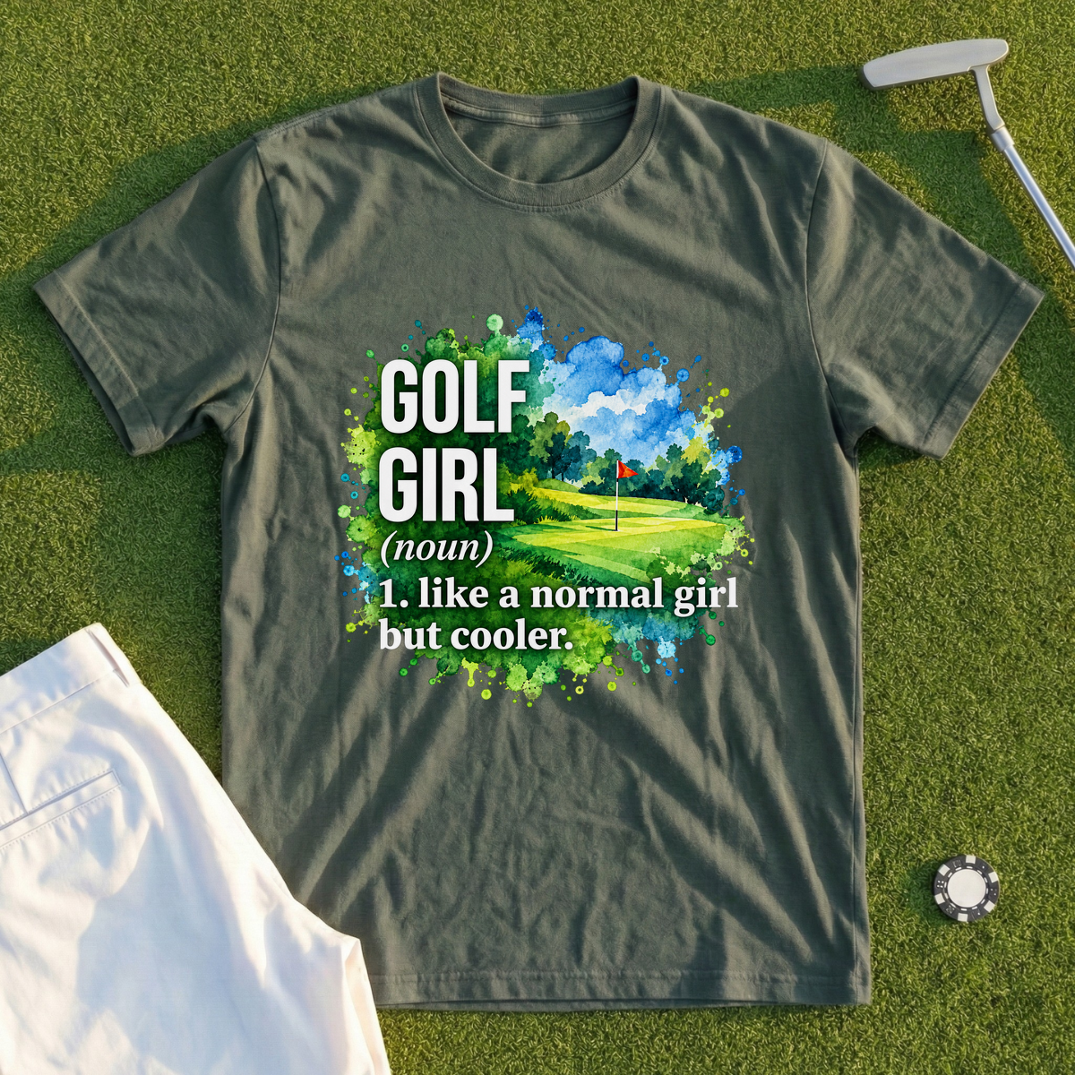 Golf Girl Watercolor Tee