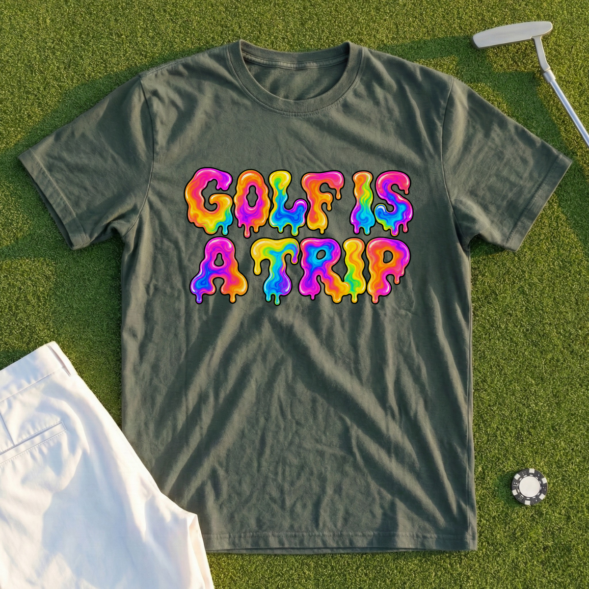Golf Is A Trip, Liquid Rainbow Tee