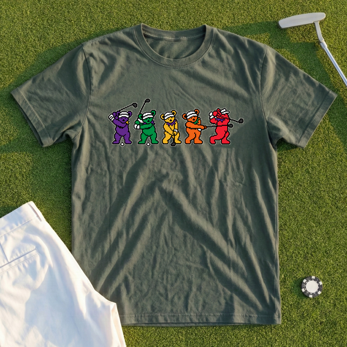Golf Swing Bears 8-Bit Tee