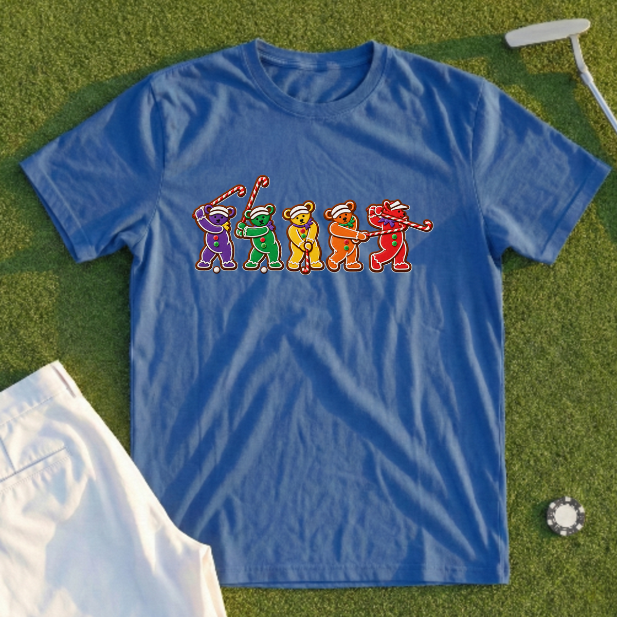 Golf Swing Bears Gingerbread Tee