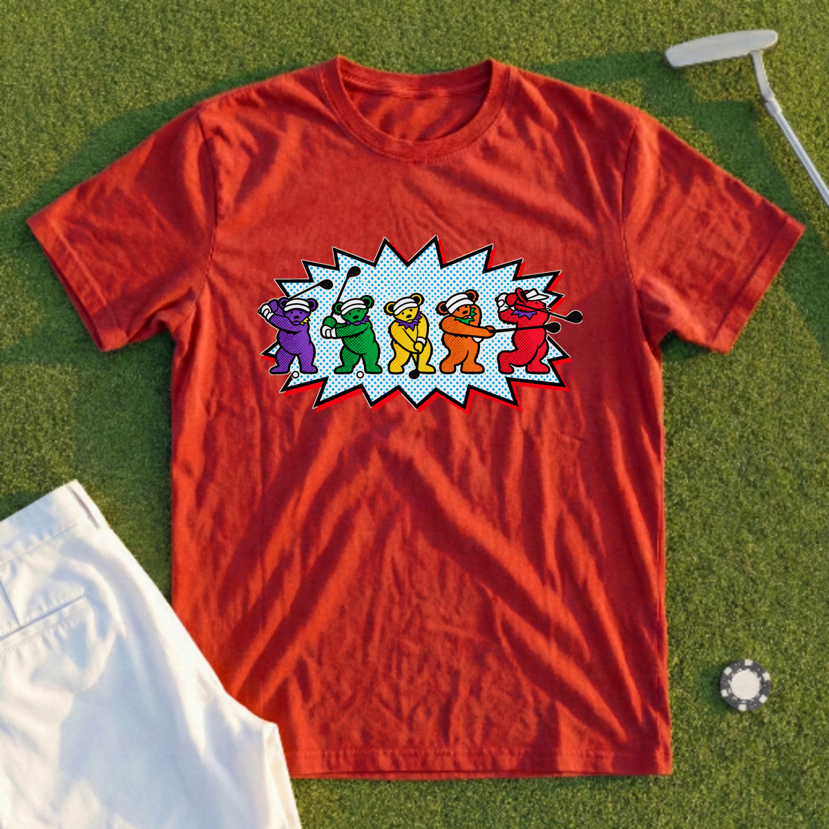Golf Swing Bears Pop Art Tee