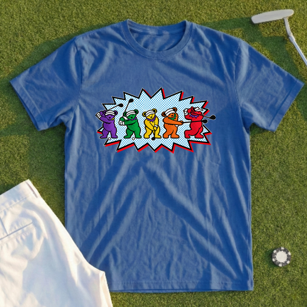 Golf Swing Bears Pop Art Tee