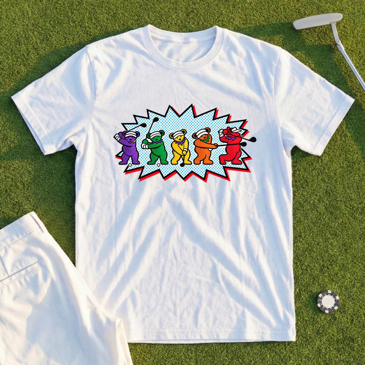 Golf Swing Bears Pop Art Tee