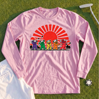 Golf Swing Bears Red Sun Long Sleeve Tee