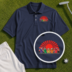 Golf Swing Bears Red Sun Performance Polo