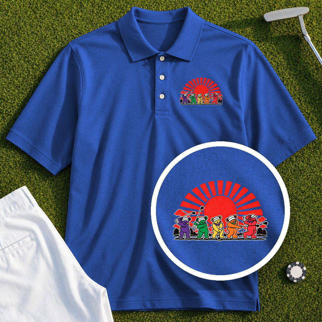 Golf Swing Bears Red Sun Performance Polo