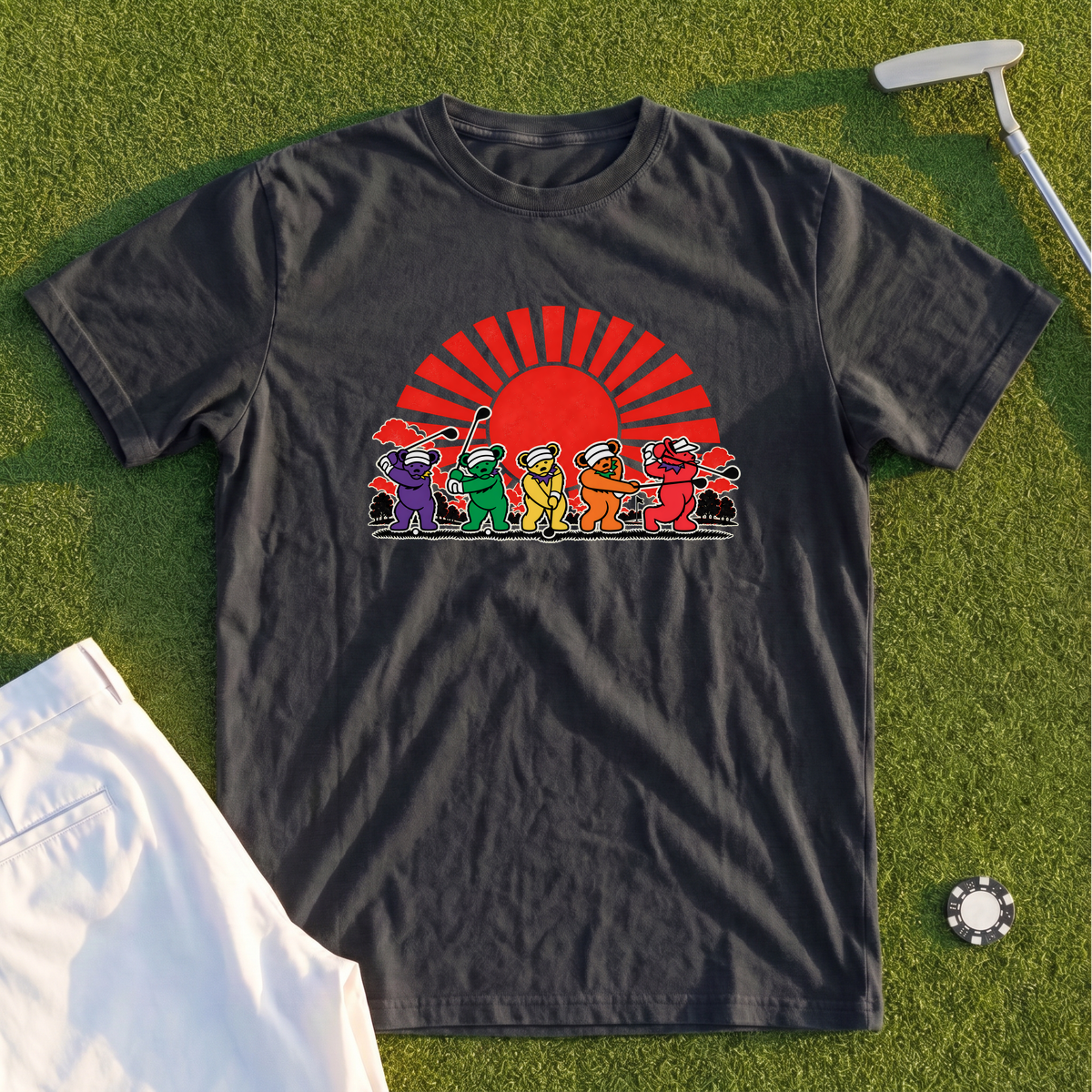 Golf Swing Bears Red Sun Premium Tee