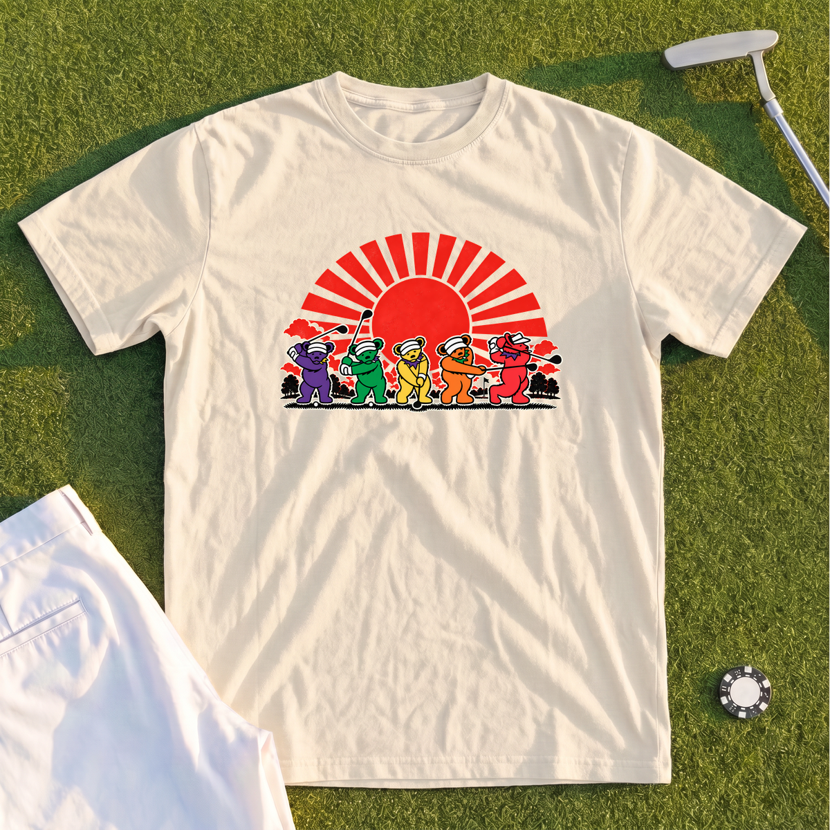 Golf Swing Bears Red Sun Premium Tee