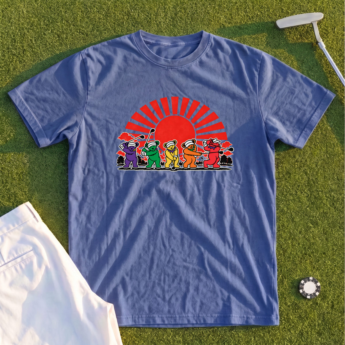 Golf Swing Bears Red Sun Premium Tee