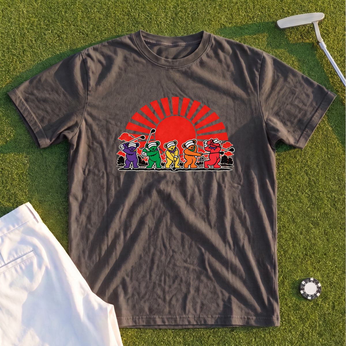 Golf Swing Bears Red Sun Premium Tee