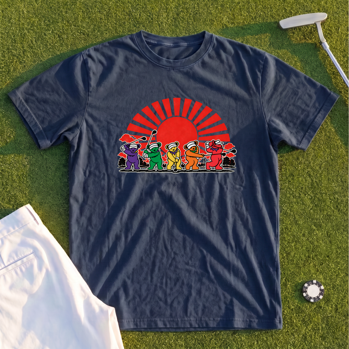 Golf Swing Bears Red Sun Premium Tee