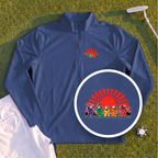 Golf Swing Bears Red Sun Quarter Zip
