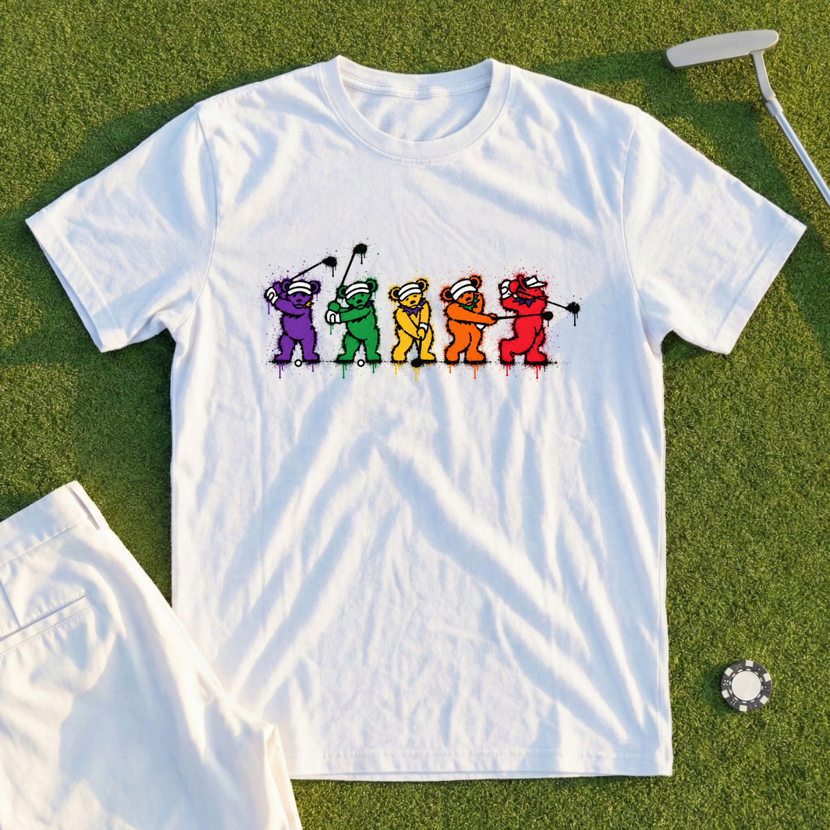 Golf Swing Bears Spray Paint Tee