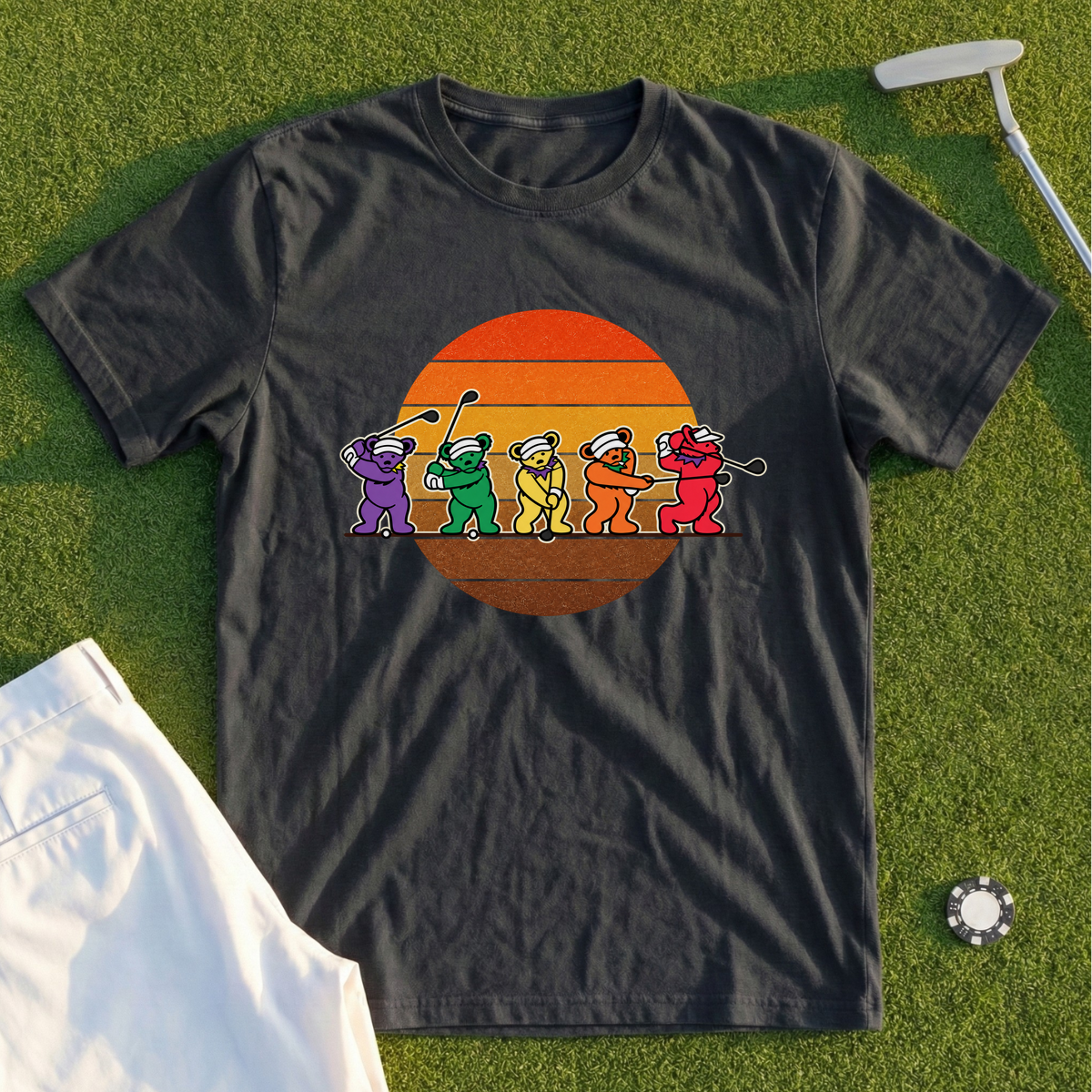 Golf Swing Bears Sunset Tee