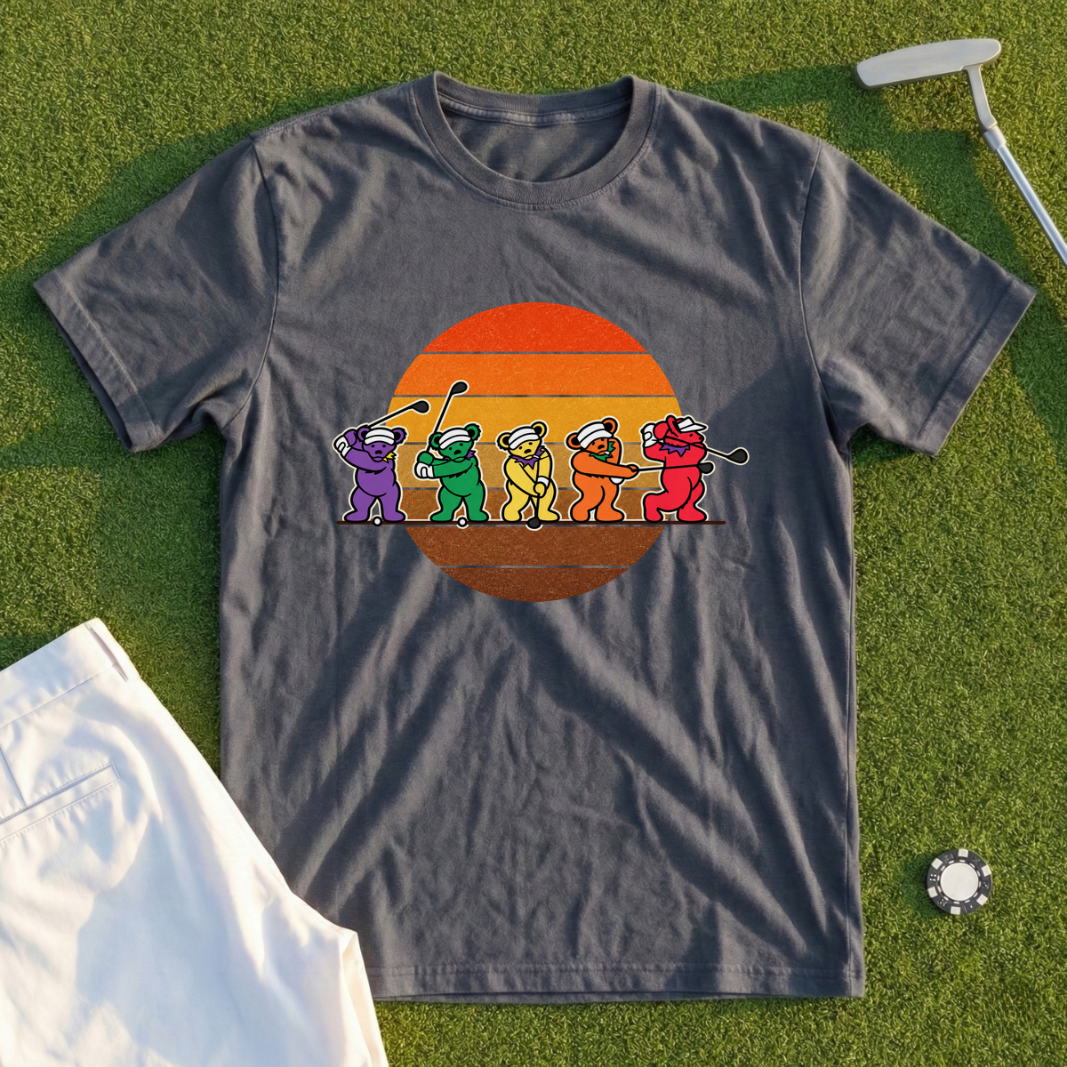 Golf Swing Bears Sunset Tee