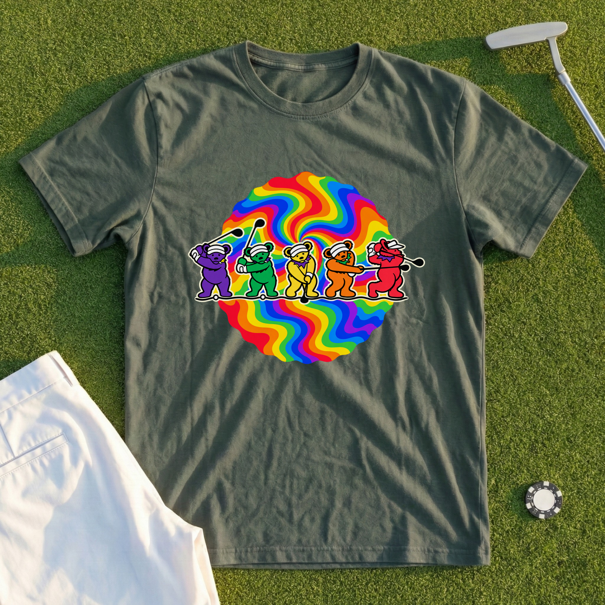 Golf Swing Bears Tie Dye Tee