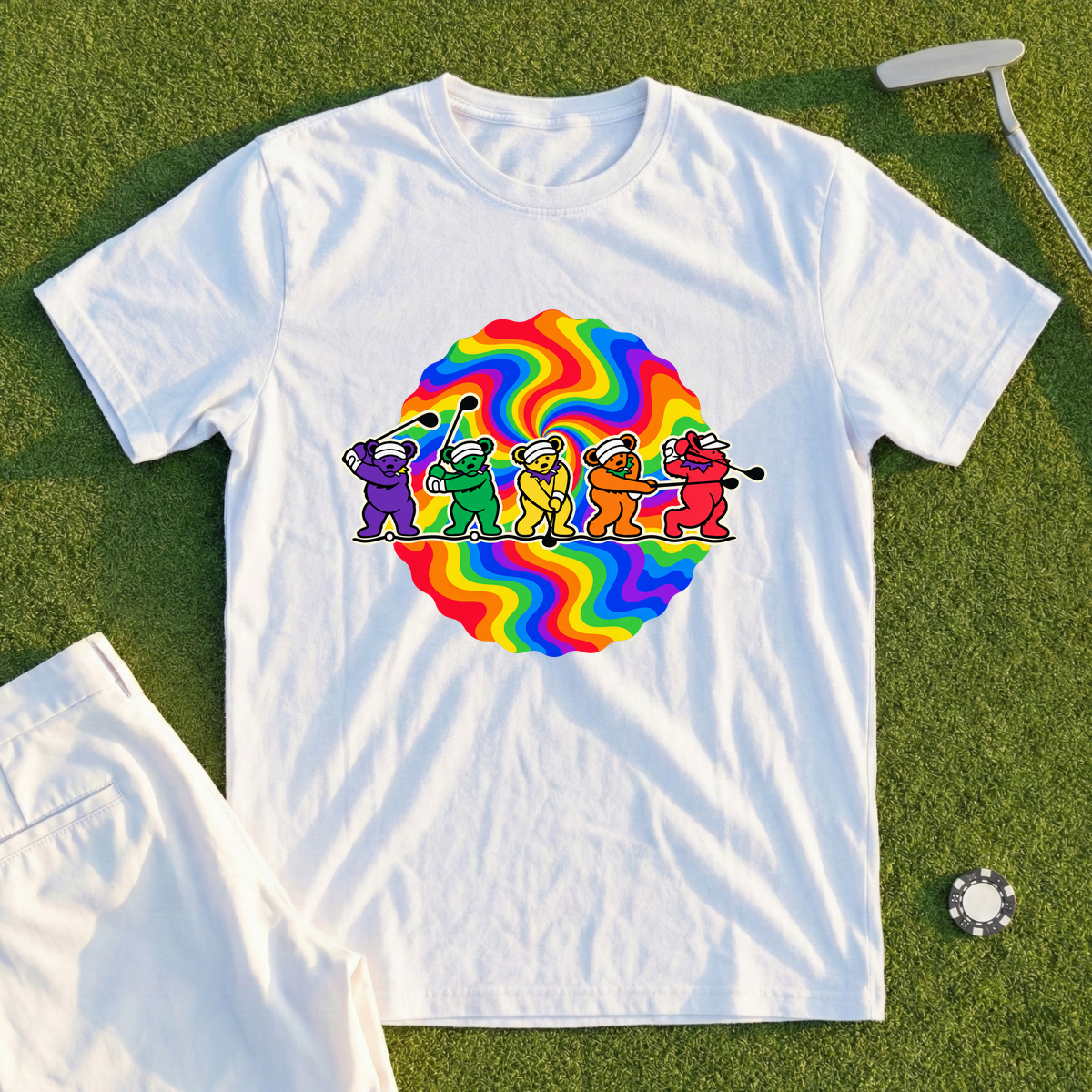 Golf Swing Bears Tie Dye Tee