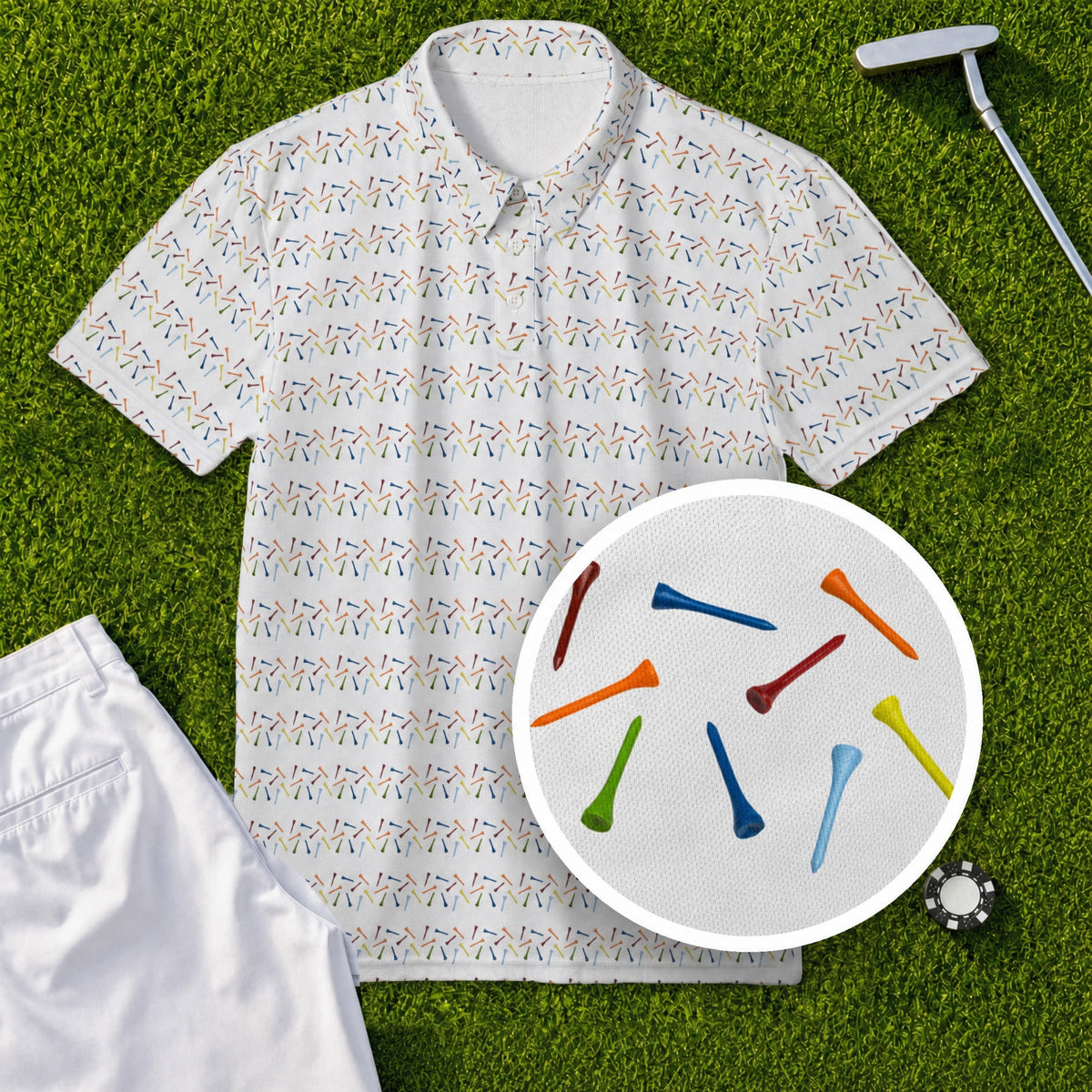 Golf Tees Performance Print Polo