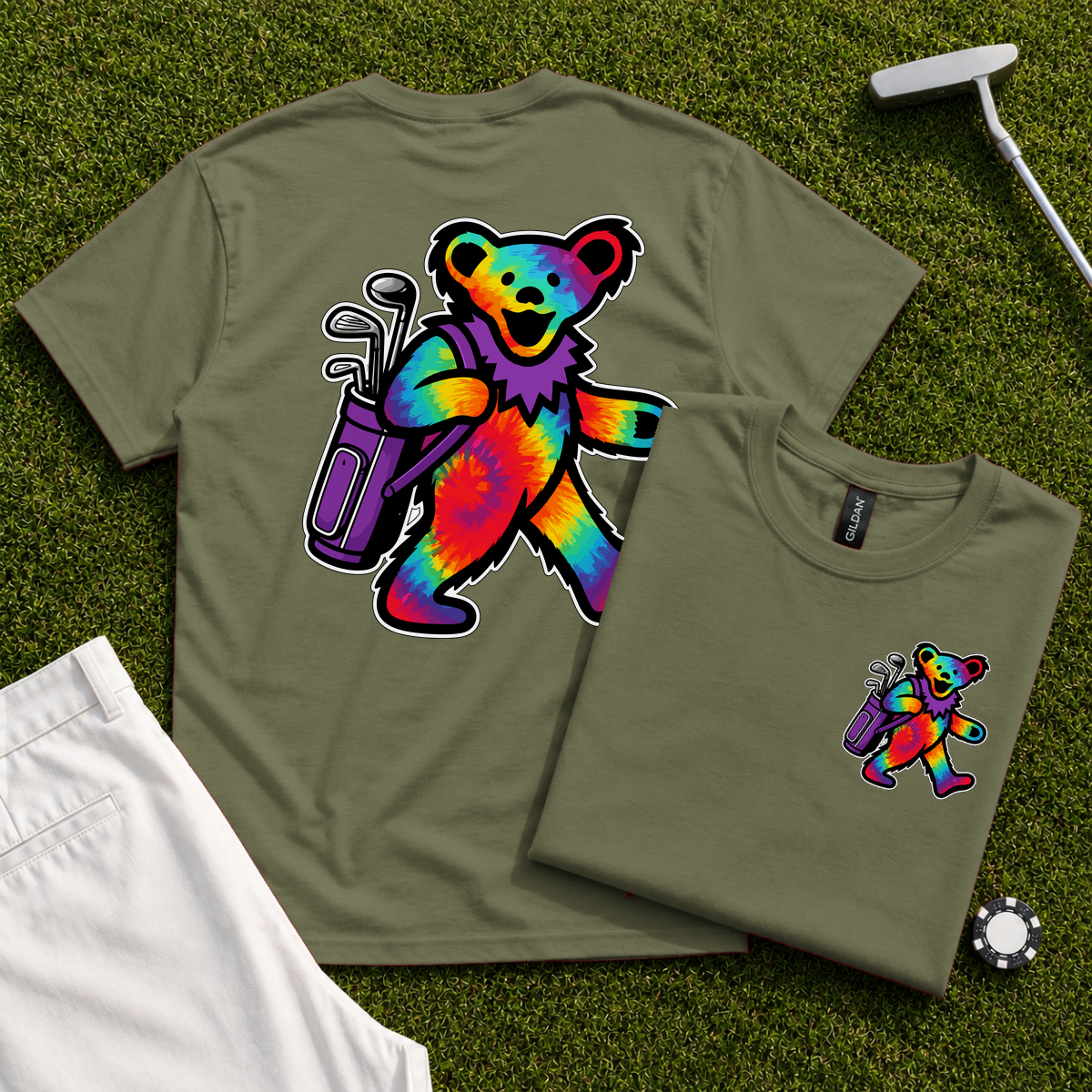 Golfing Bear Back Print Tee