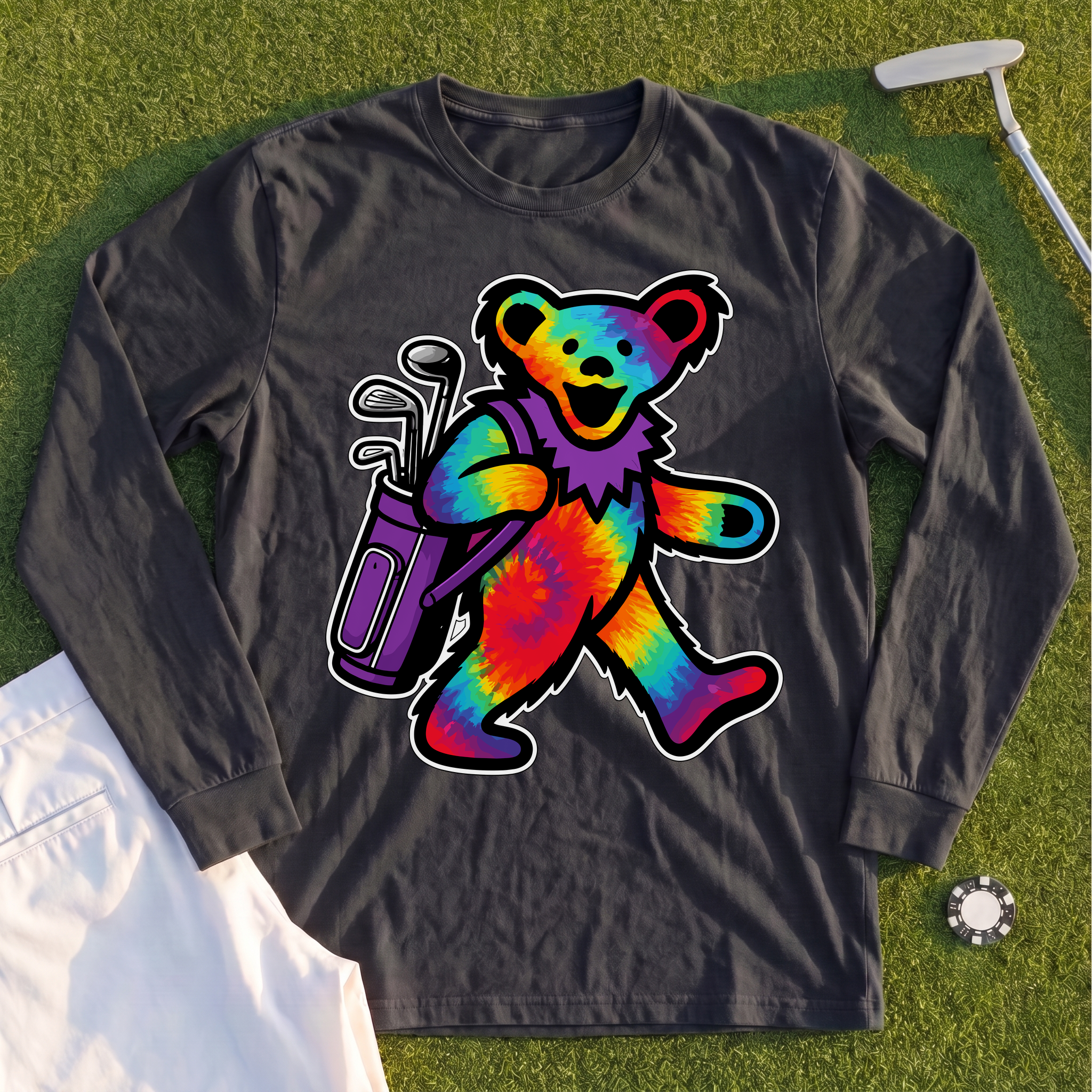 Golfing Bear Long Sleeve Tee