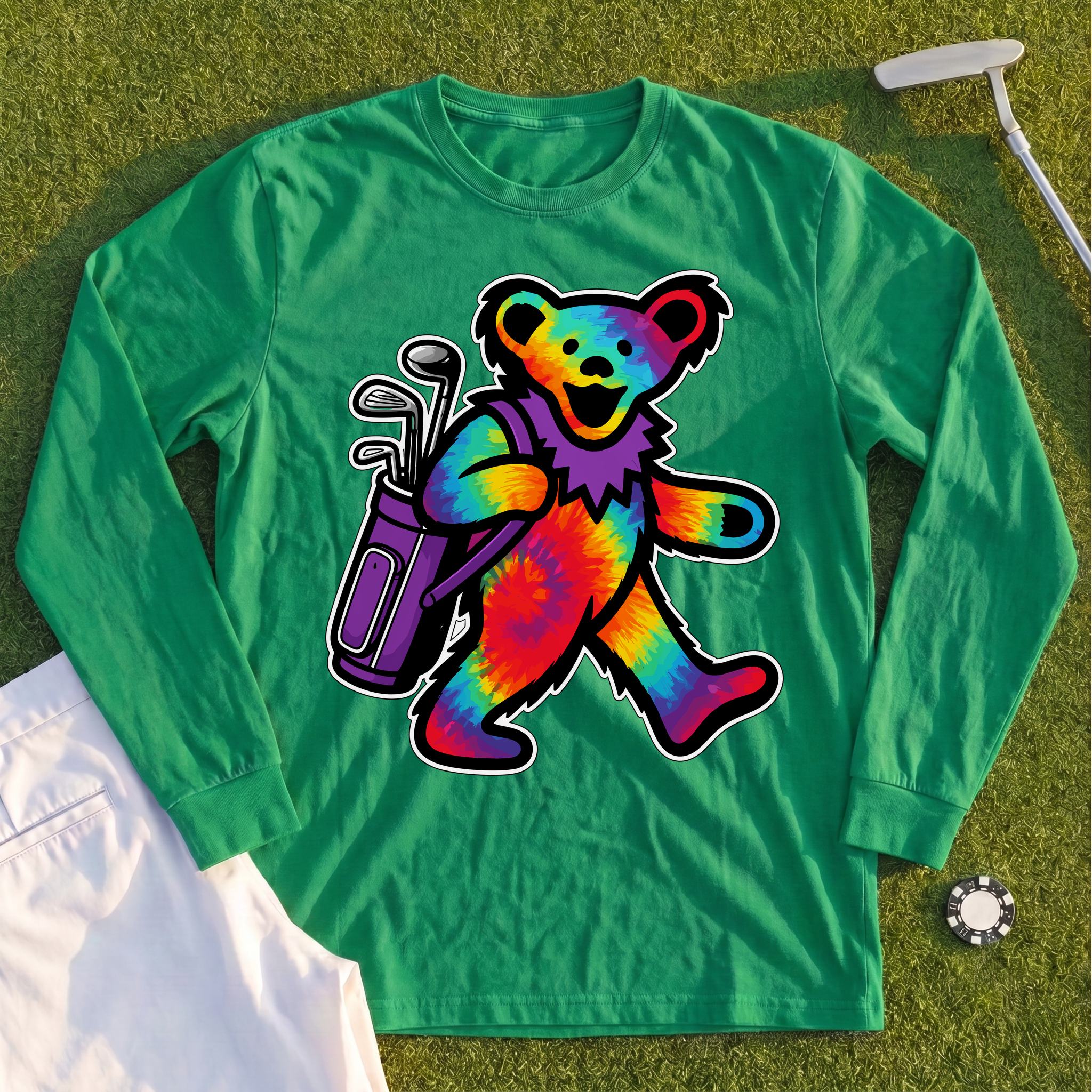 Golfing Bear Long Sleeve Tee