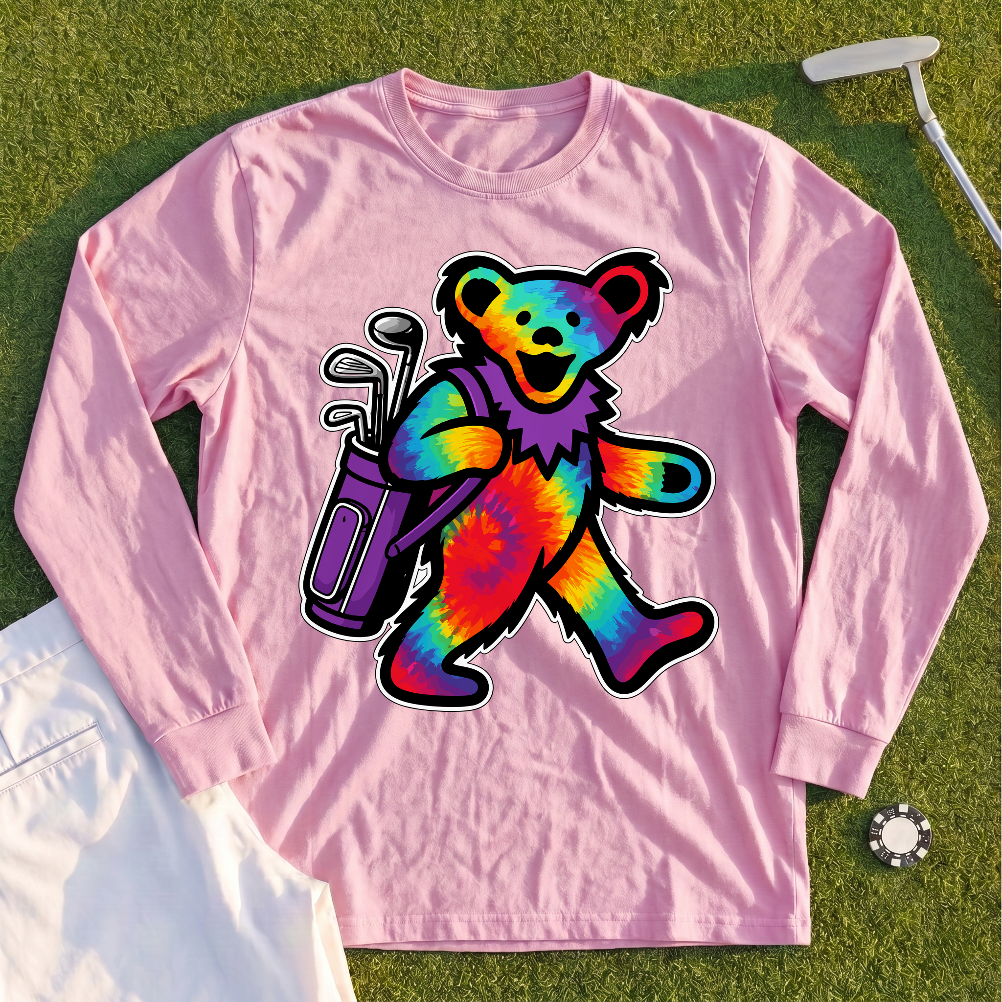 Golfing Bear Long Sleeve Tee