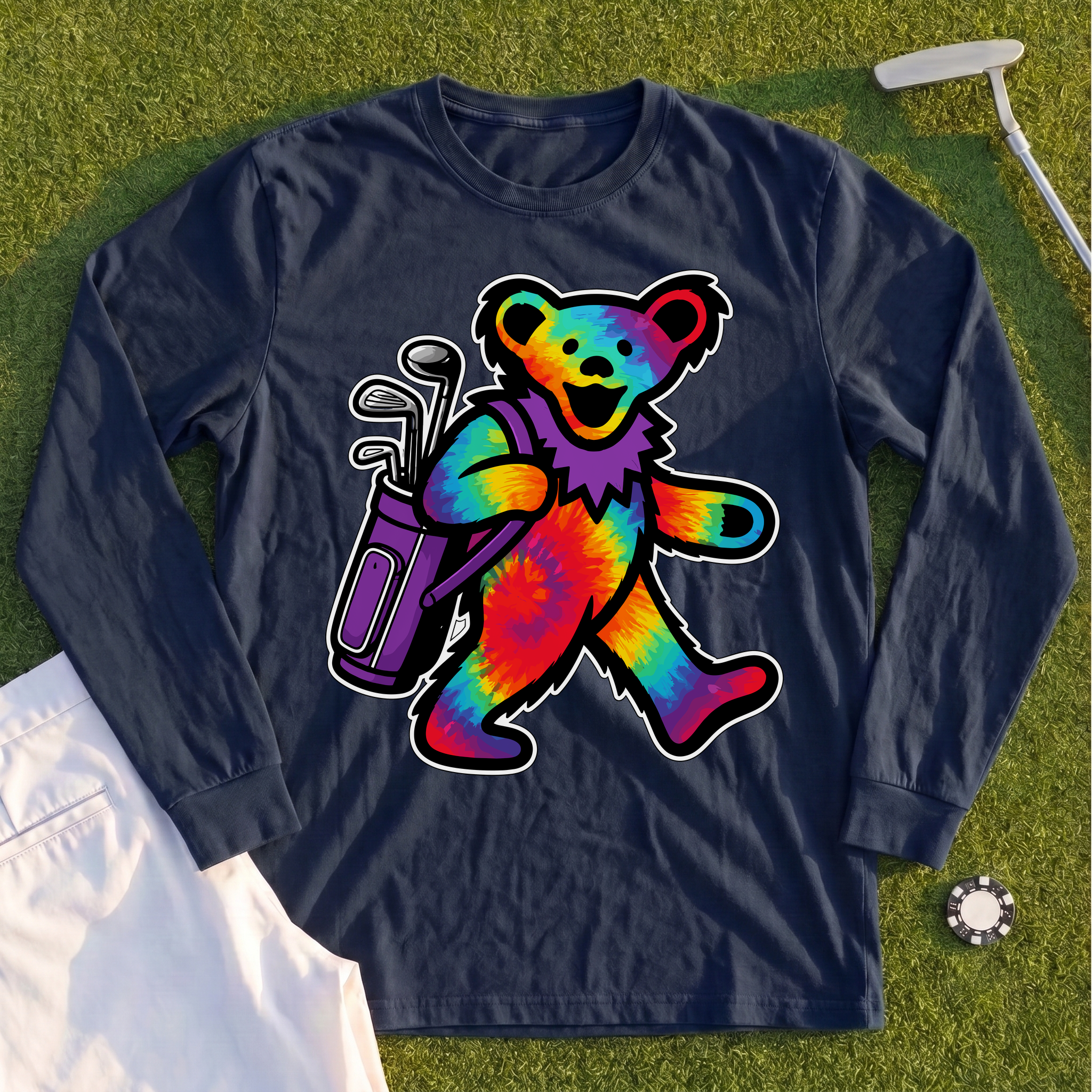 Golfing Bear Long Sleeve Tee