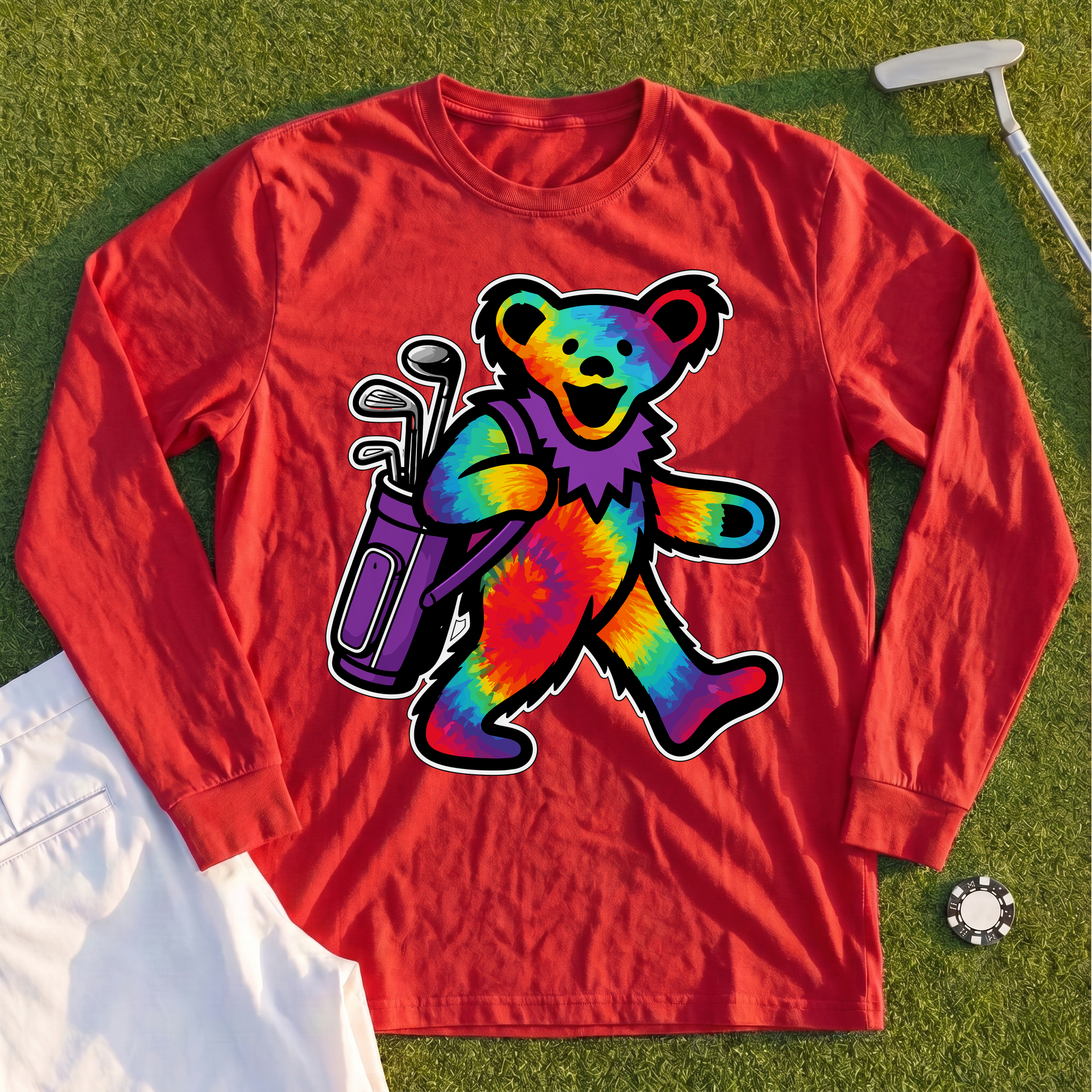 Golfing Bear Long Sleeve Tee