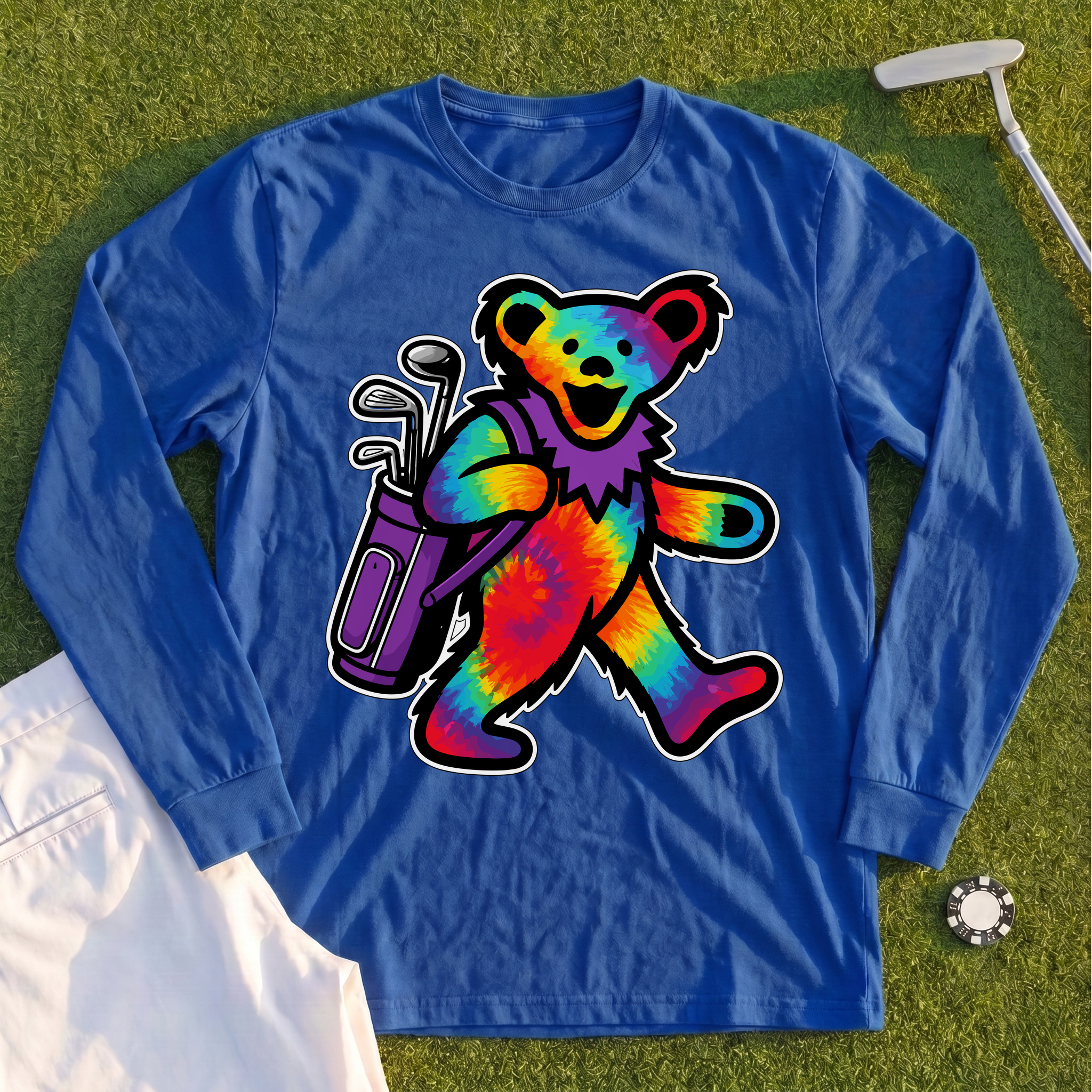 Golfing Bear Long Sleeve Tee