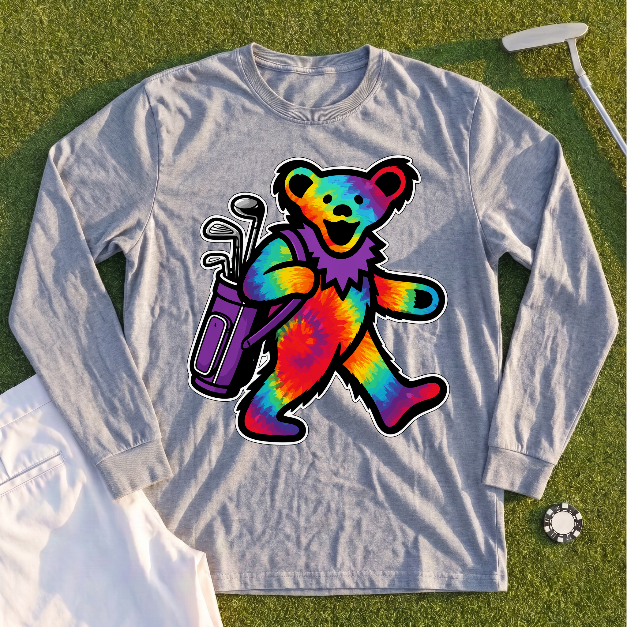 Golfing Bear Long Sleeve Tee