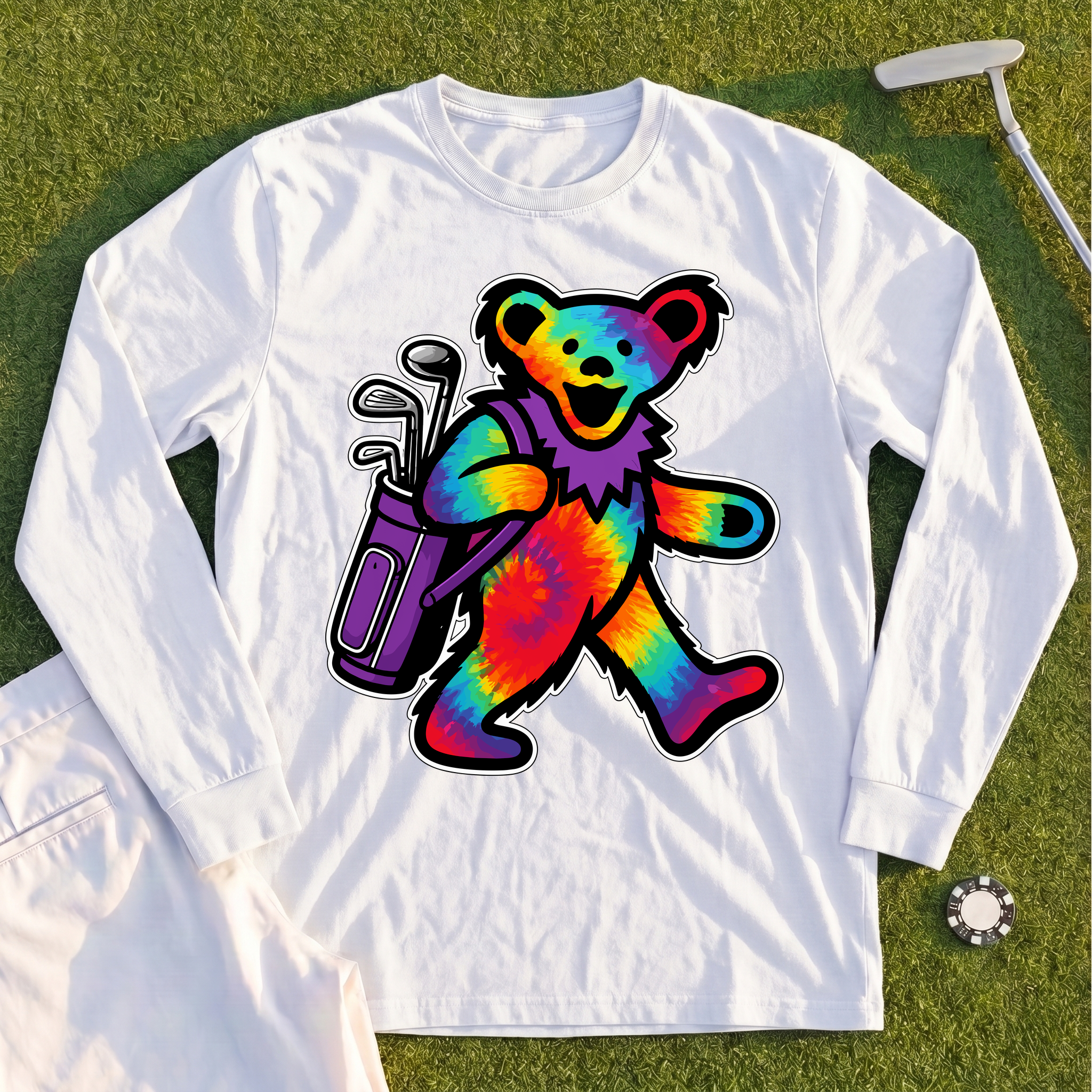 Golfing Bear Long Sleeve Tee