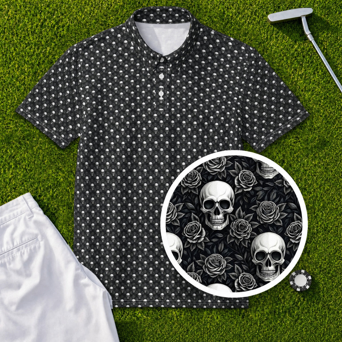 Gothic Roses Performance Print Polo