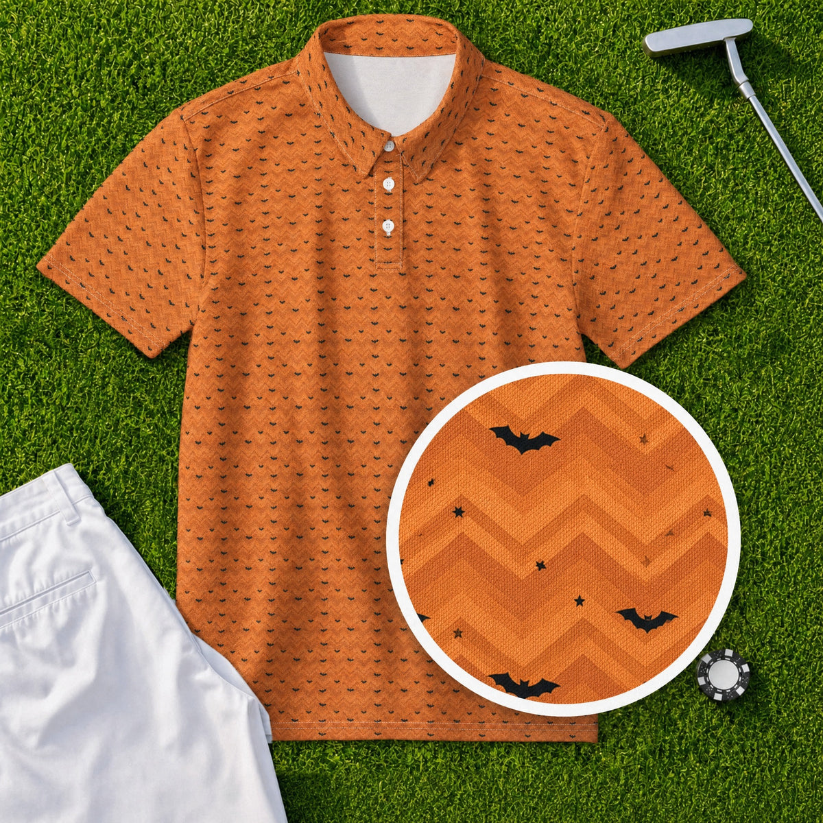 Halloween Bats Performance Print Polo