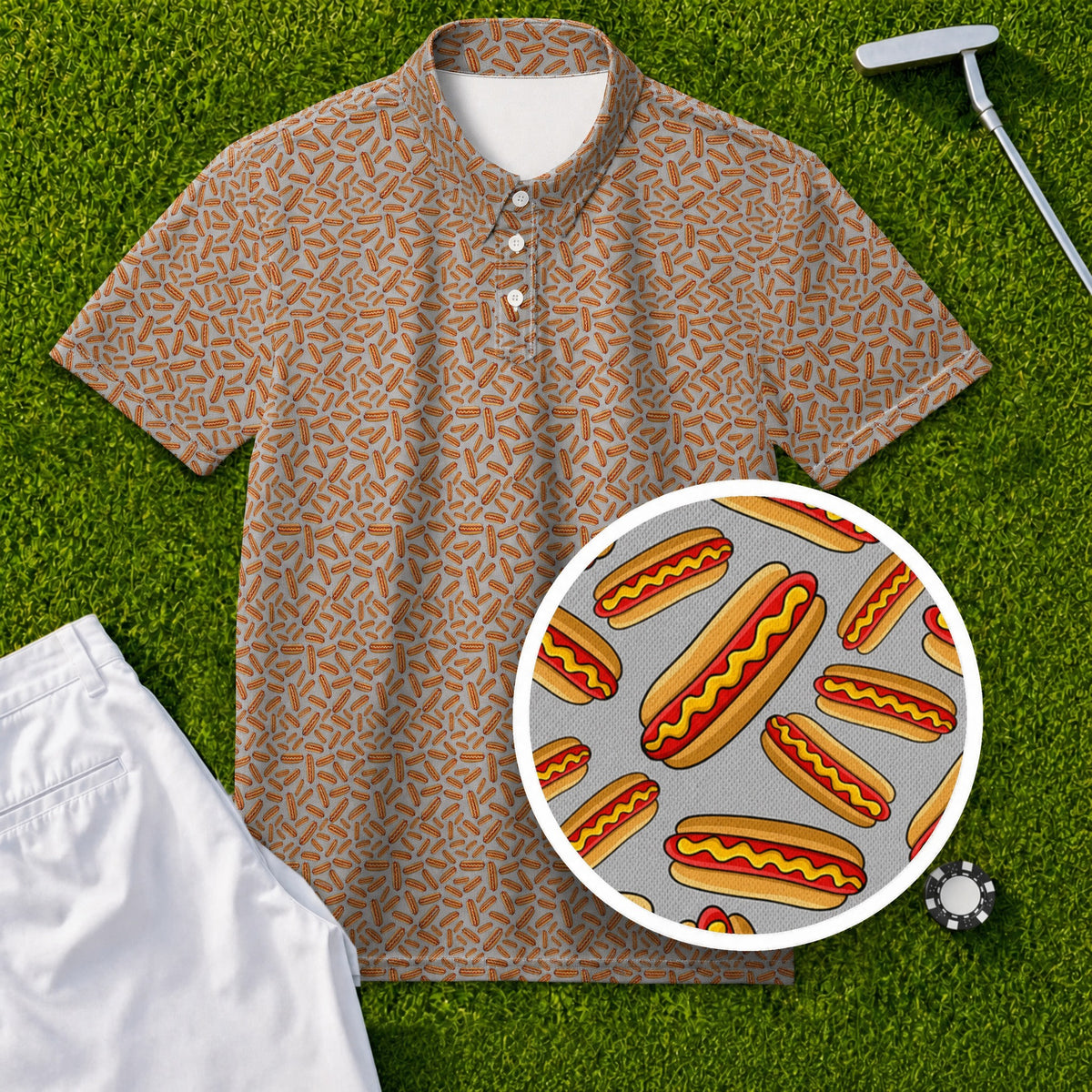 Hot Dogs Performance Print Polo