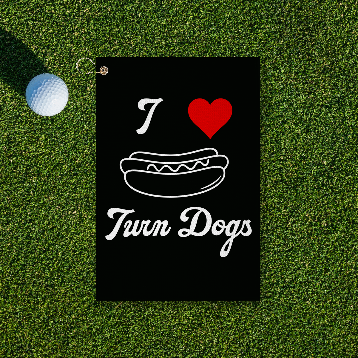 I Heart Turn Dogs Golf Towel