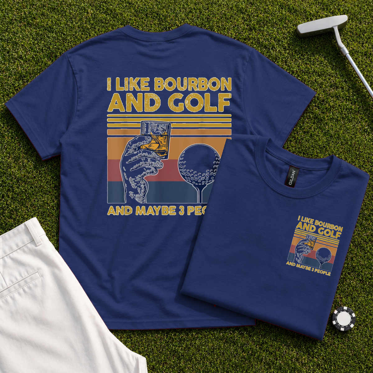 I Like Bourbon and Golf Back Print Tee
