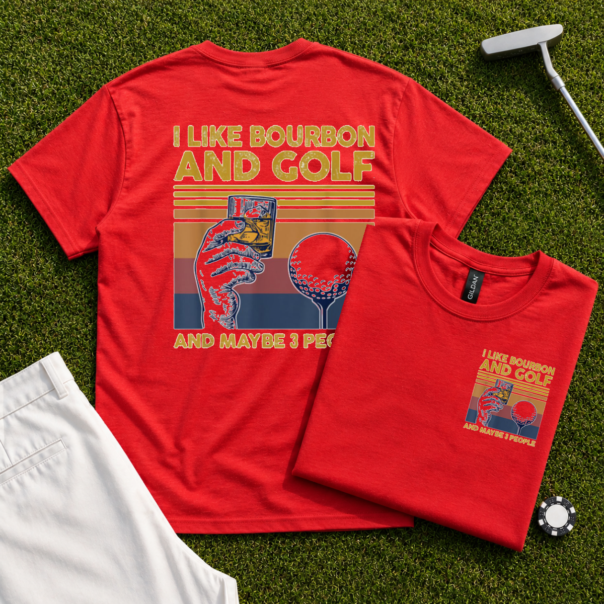 I Like Bourbon and Golf Back Print Tee