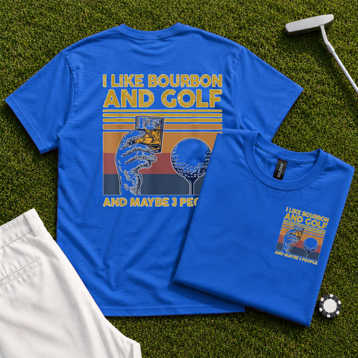 I Like Bourbon and Golf Back Print Tee