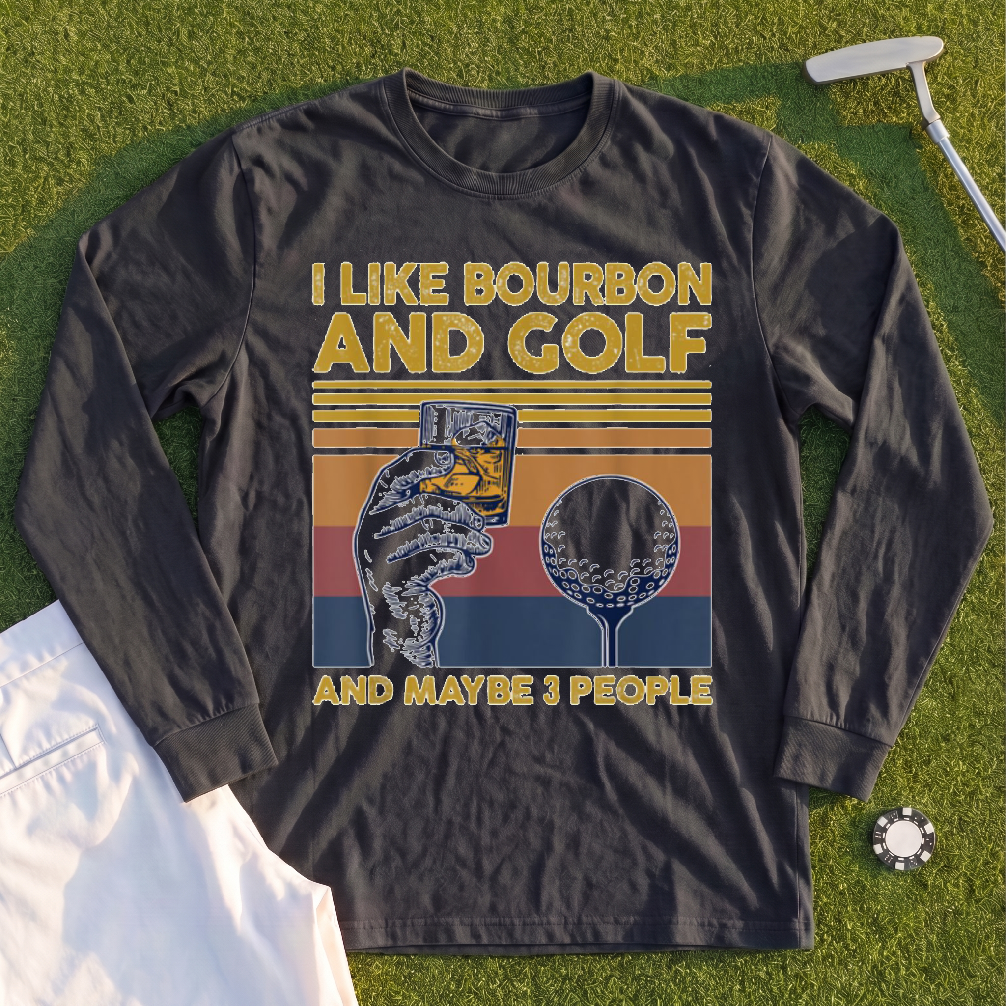 I Like Bourbon and Golf Long Sleeve Tee