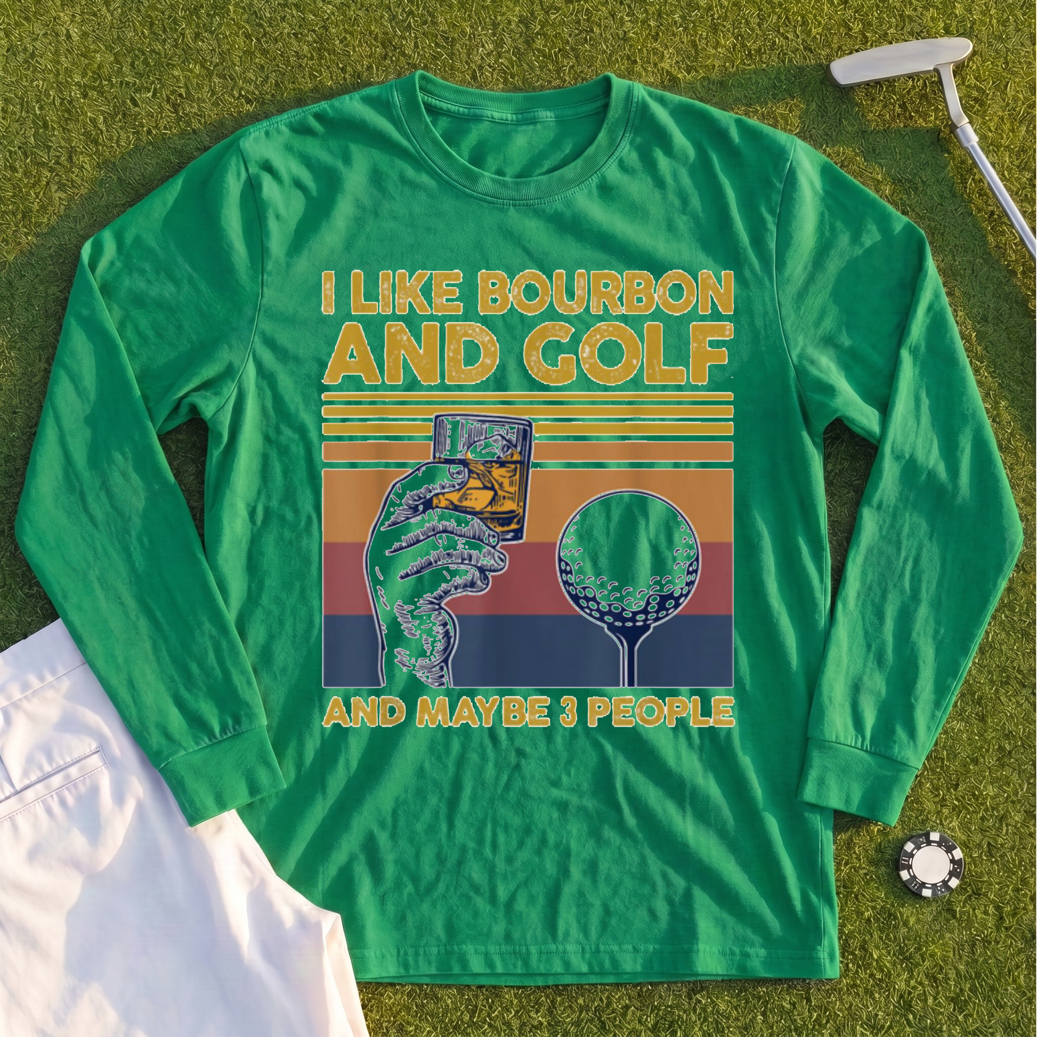 I Like Bourbon and Golf Long Sleeve Tee